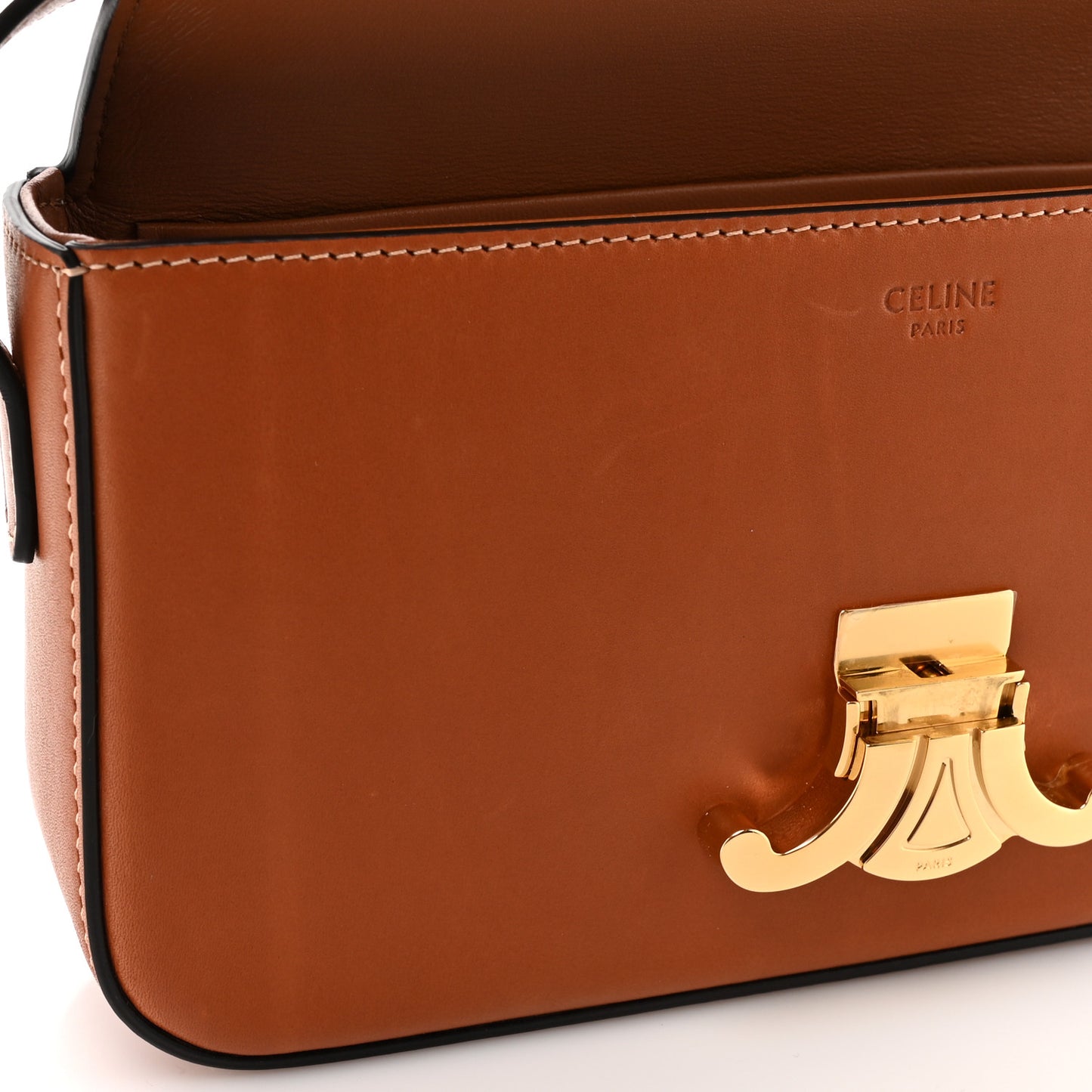 Natural Calfskin Triomphe Shoulder Bag Tan