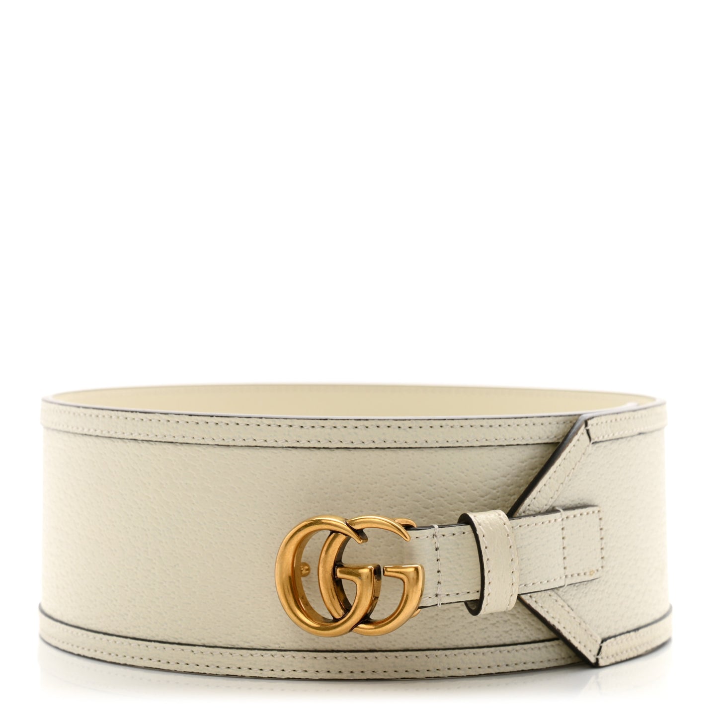 Calfskin GG Marmont Wide Belt 80 32 White