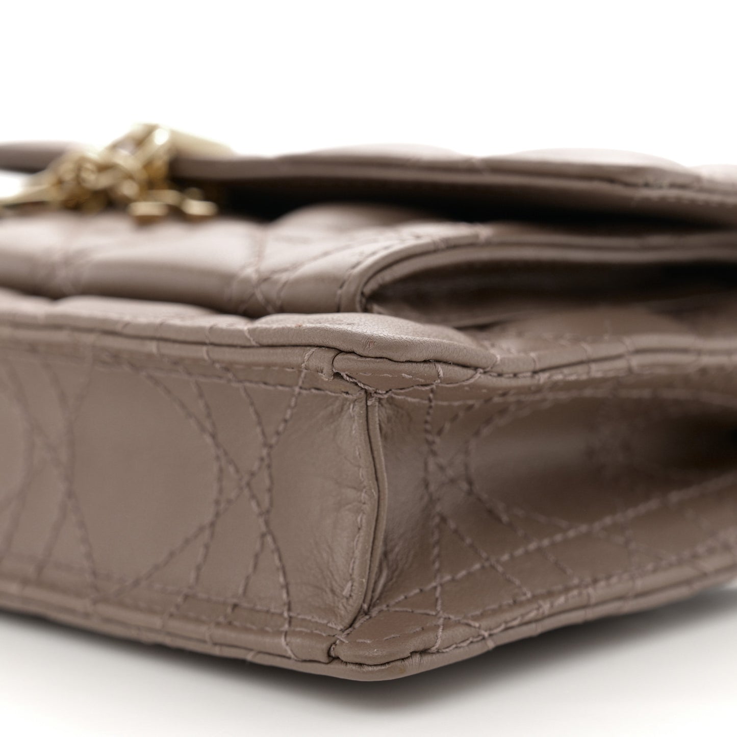 Lambskin Chain Lady Dior Chain Pouch Warm Taupe