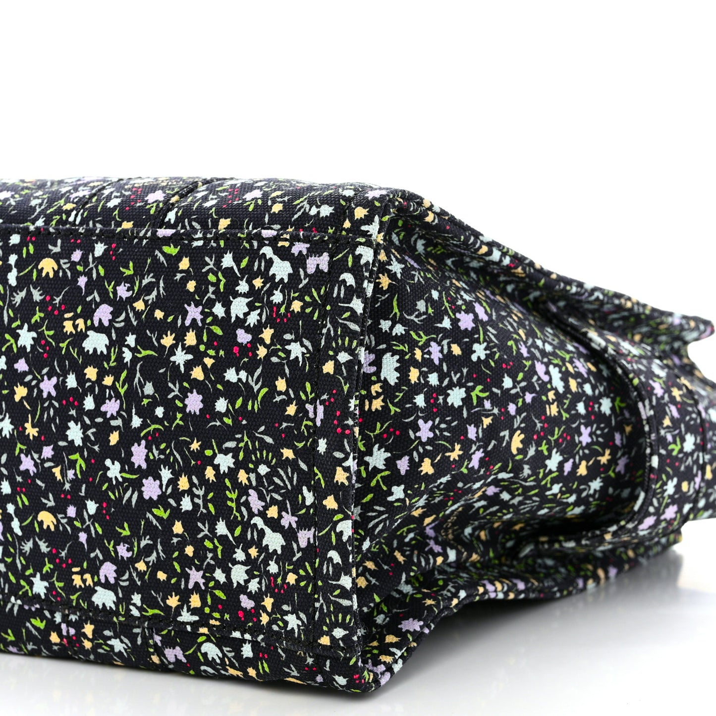 Cotton Canvas Floral Print Medium The Traveler Tote Bag Black