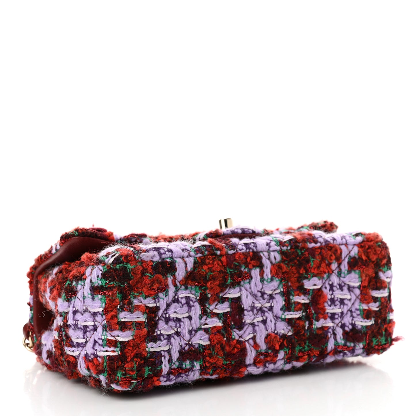 Tweed Quilted Mini Rectangular Flap Red Purple Green
