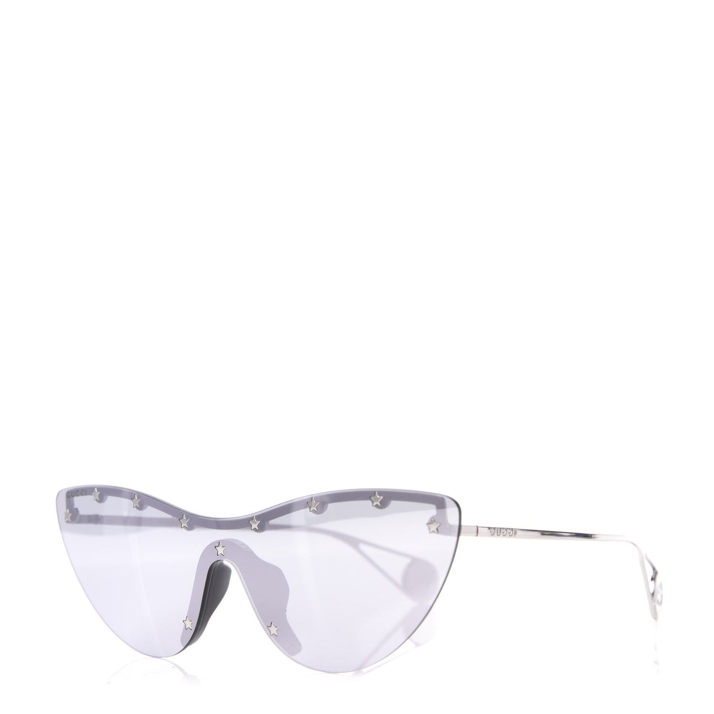 Metal Rimless Star Studded 90mm Cat Eye GG0666S Sunglasses Mirror Silver