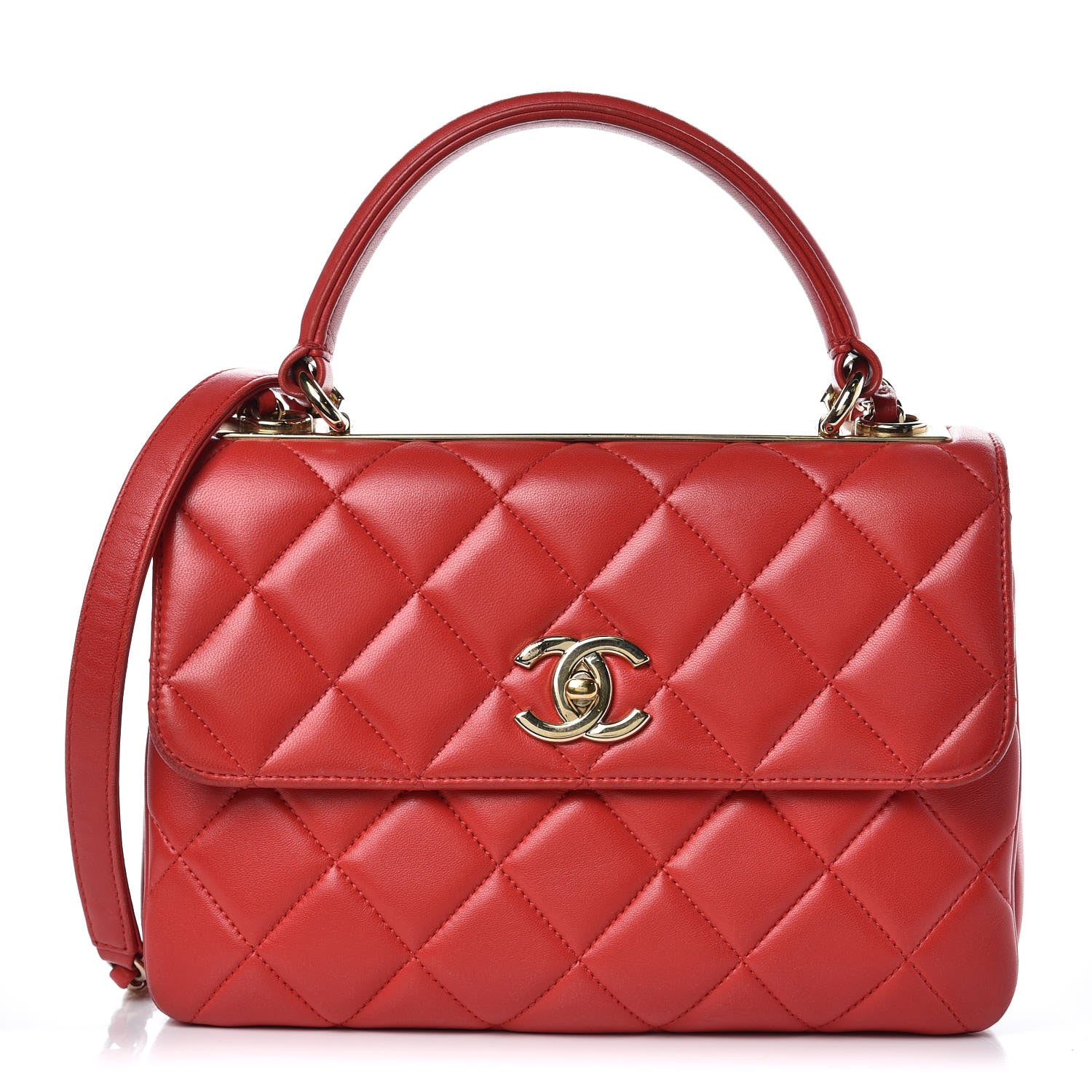 Chanel Lambskin Quilted Small Trendy CC Dual Handle Bag Red 352381