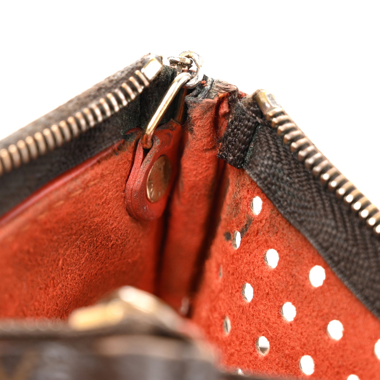 Monogram Perforated Key Pouch Orange