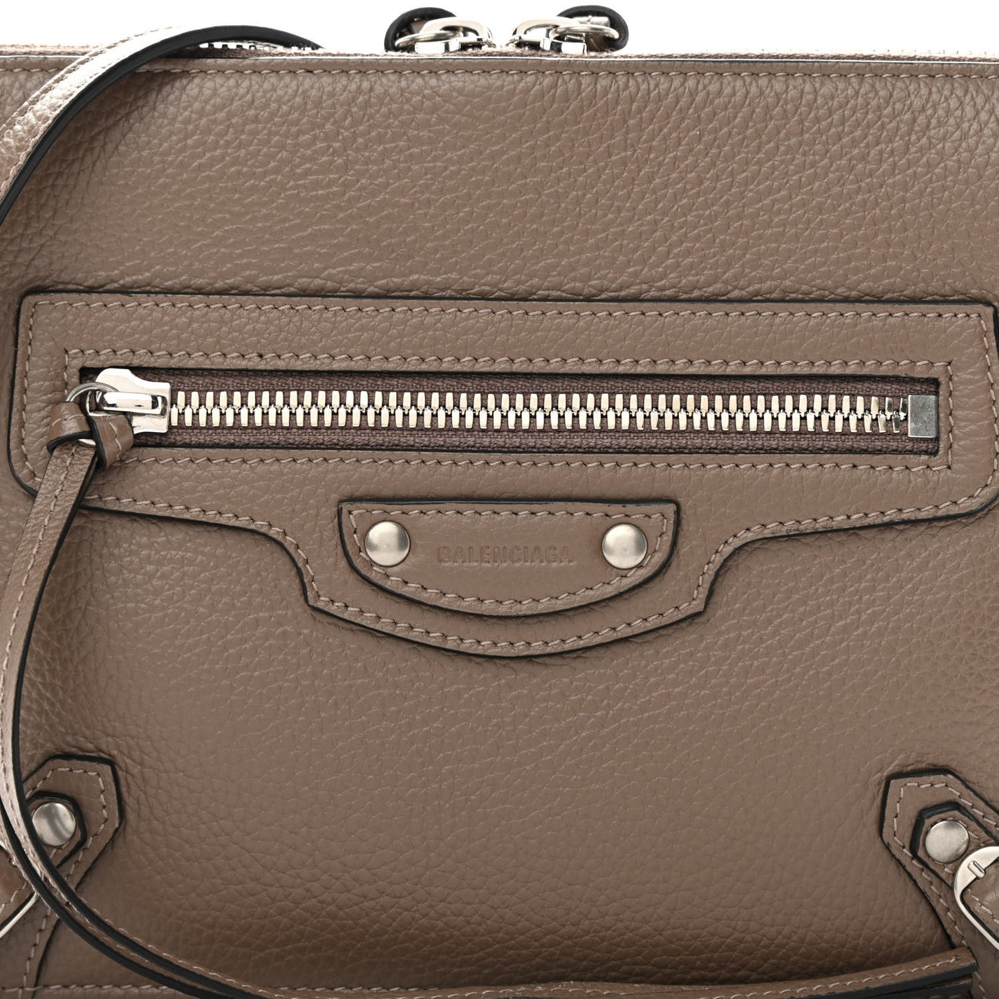 Grained Calfskin Neo Classic Aged Silver Multipouch Mink Grey