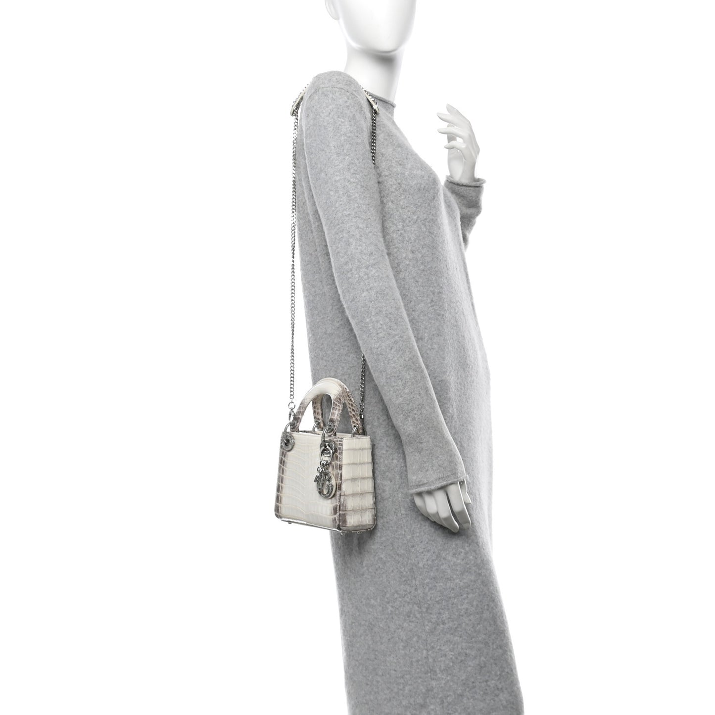 Niloticus Crocodile Himalaya Crystal Mini Lady Dior White