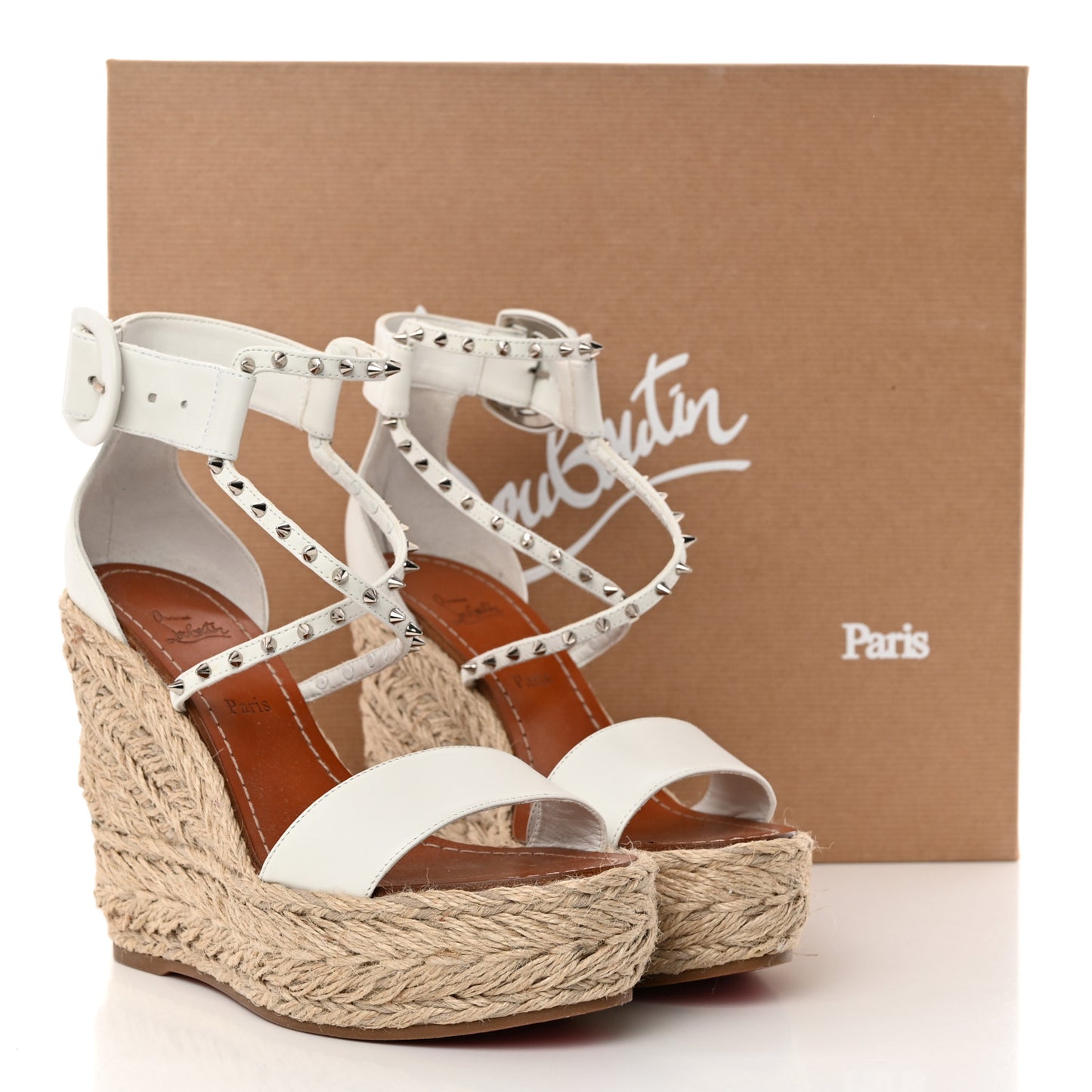 Calfskin Chocazeppa Spikes 120 Platform Wedge Sandals 35 Bianco
