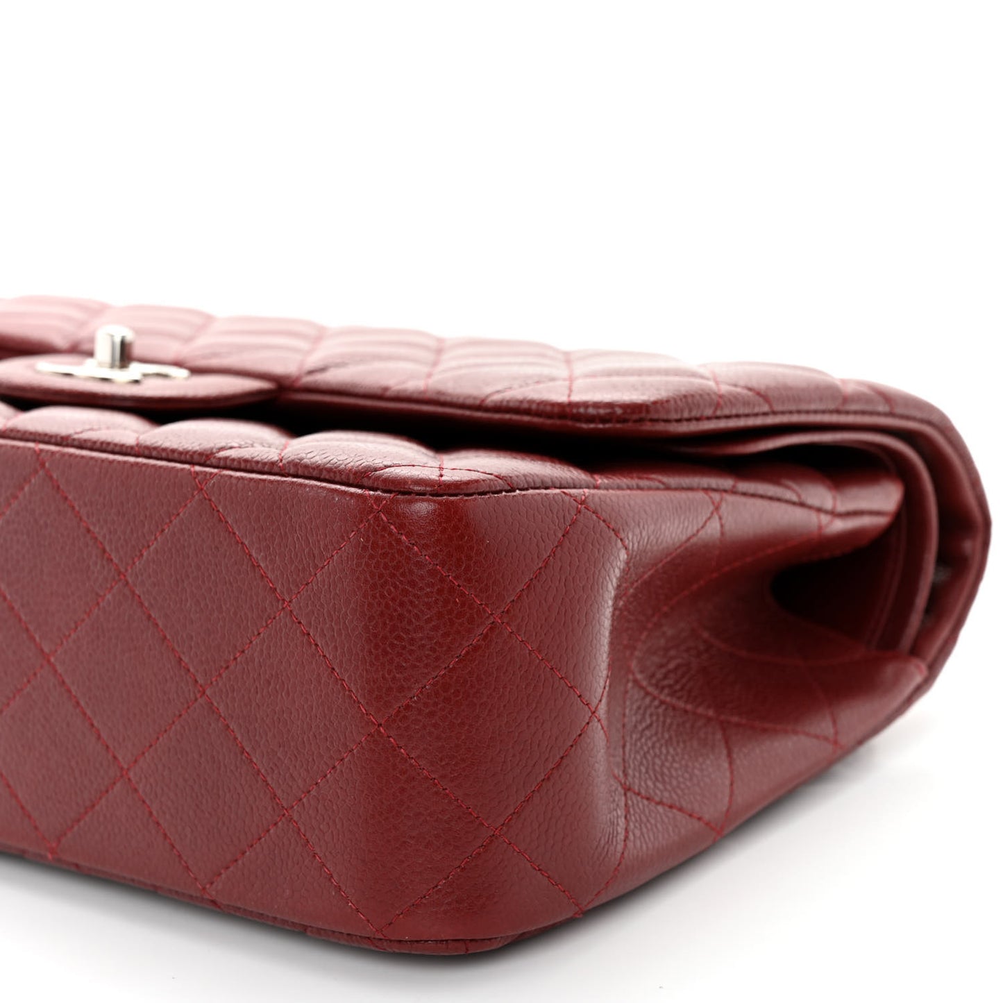 Caviar Quilted Jumbo Double Flap Burgundy