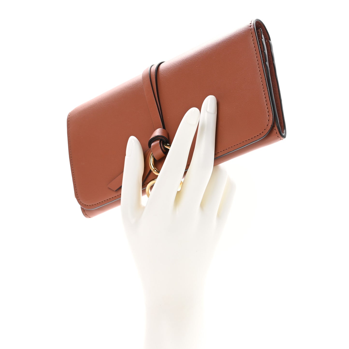 Calfskin Alphabet Long Wallet Brown