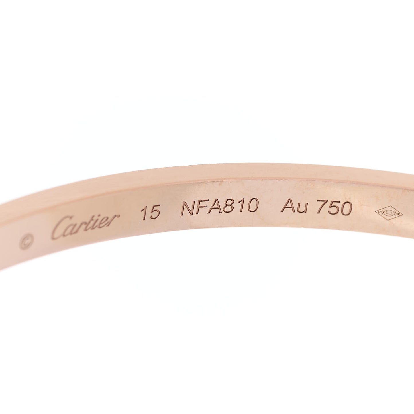 18K Pink Gold 6 Diamond Small LOVE Bracelet 15
