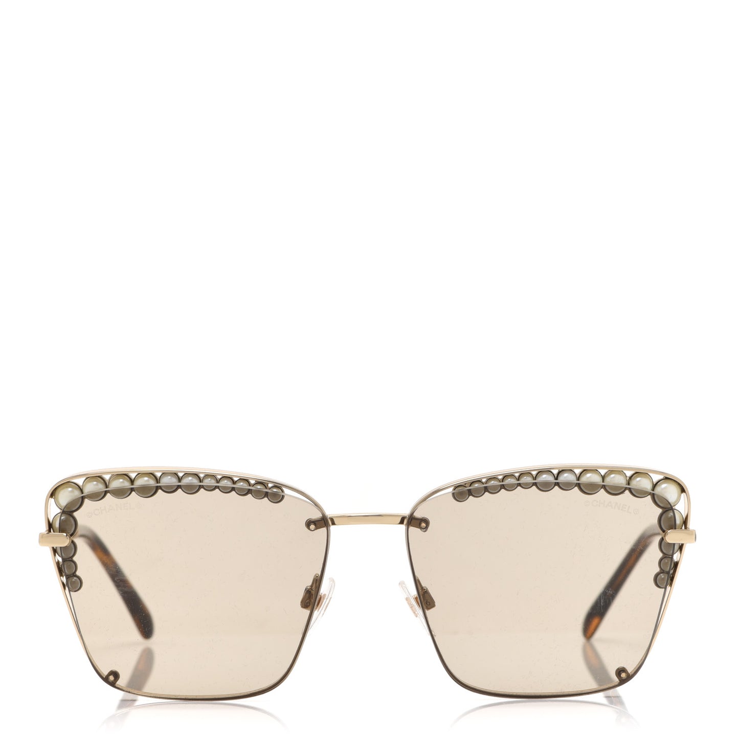 Metal Square Frame Pearl Sunglasses 4235-H Tortoise