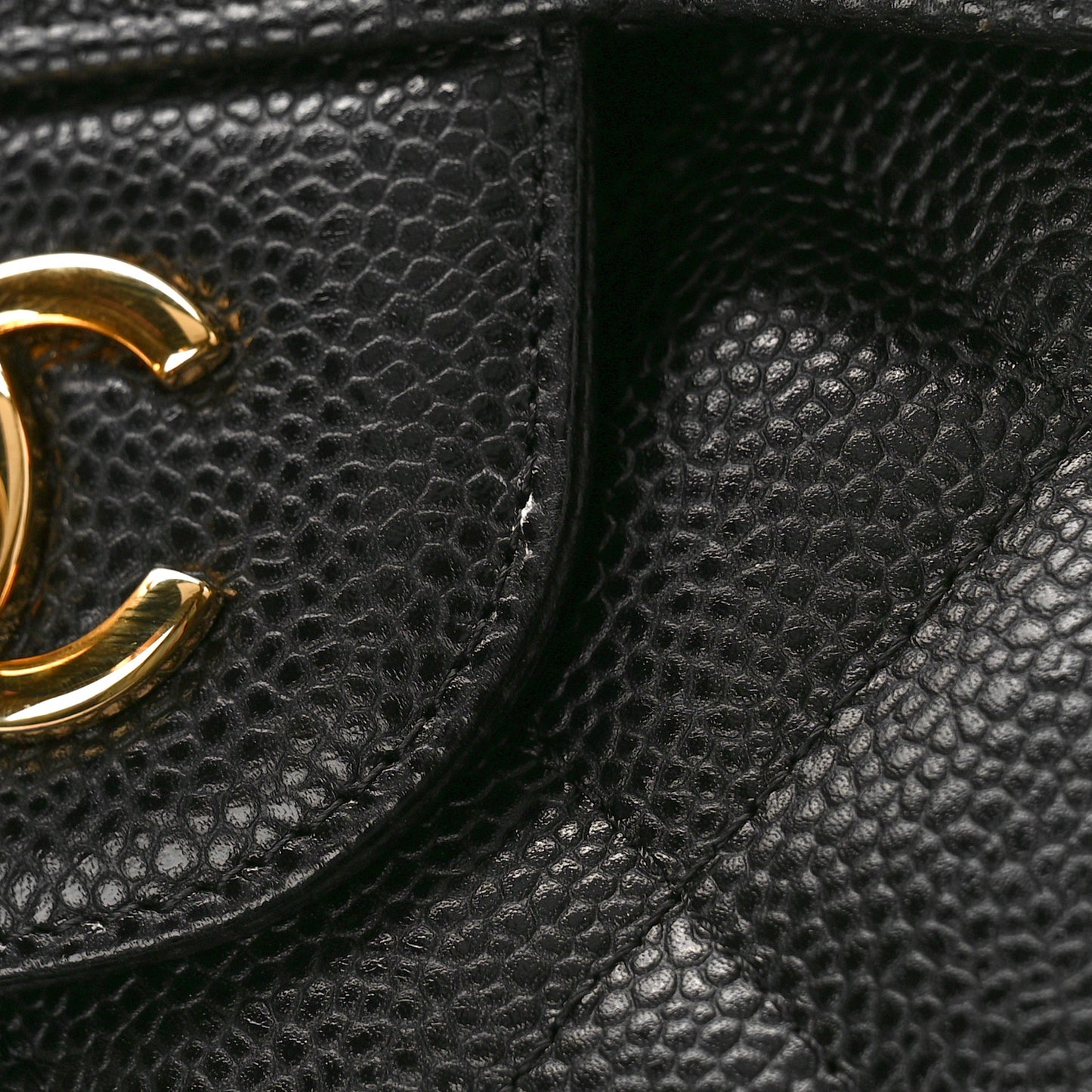 Caviar Quilted Jumbo Double Flap Black