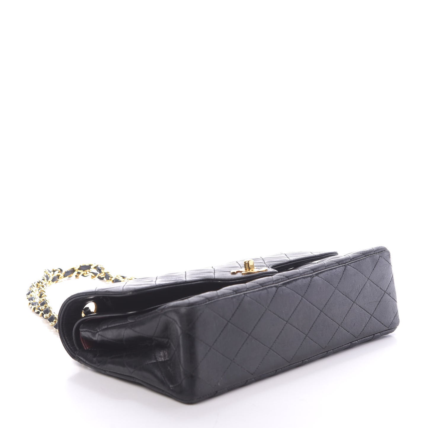Lambskin Quilted Medium Double Flap Black