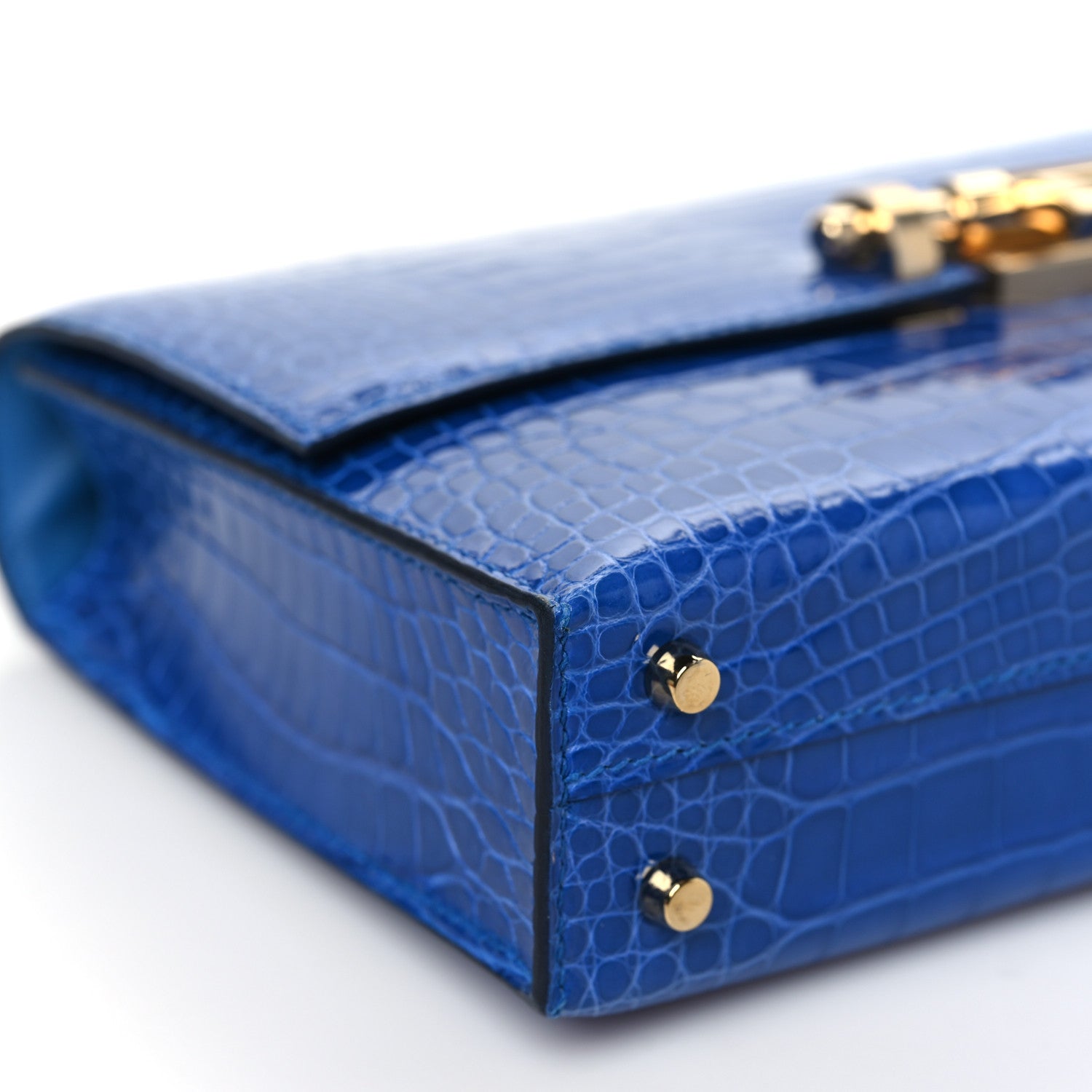 Hermes Shiny Alligator Mini Verrou Chaine Bag Bleu Electrique 9 of 11