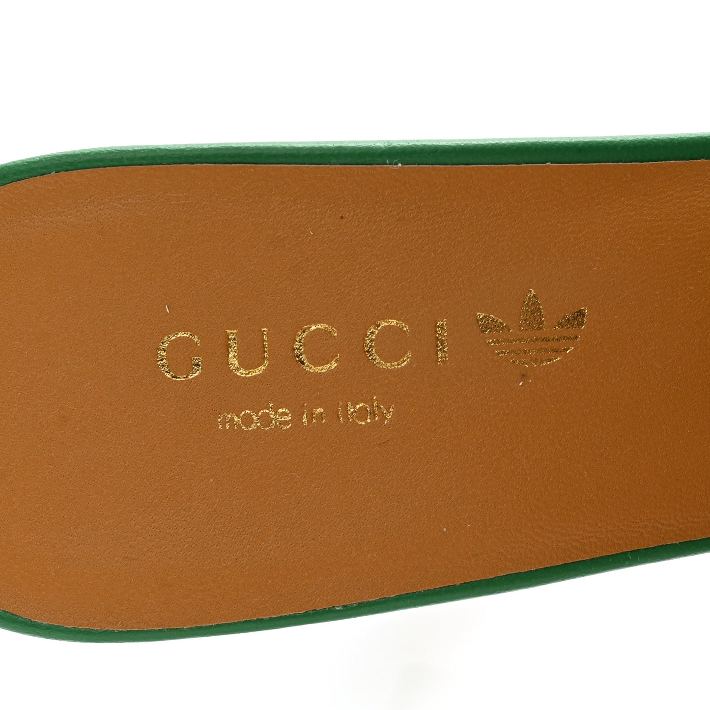 X ADIDAS Nappa Charlotte Suede Monogram Jumbo GG Trefoil 75mm Slide Sandals 37 New Shamarock Ivoire
