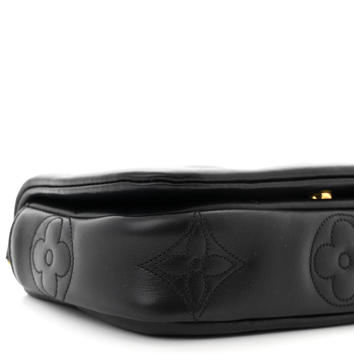 Calfskin Bubblegram Wallet On Strap Black