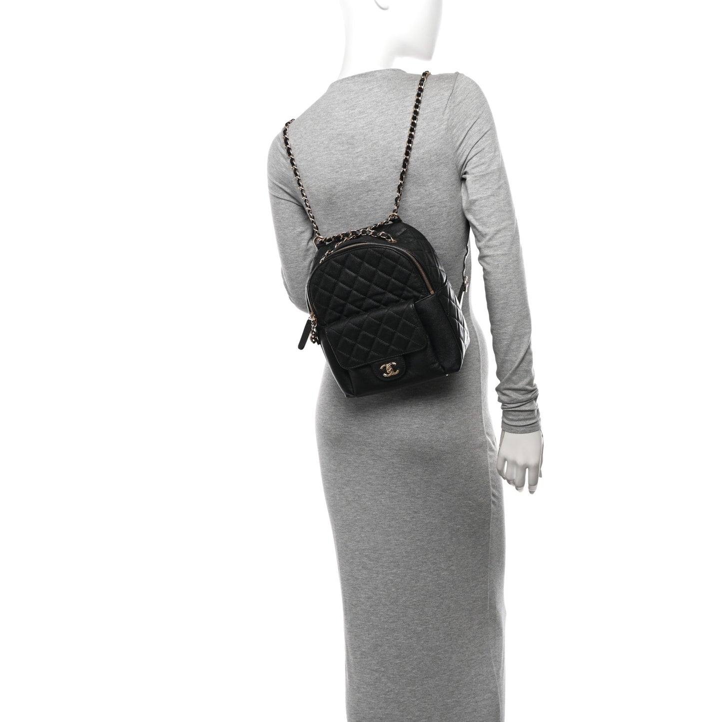 Caviar Quilted Medium Zip Around Backpack Black