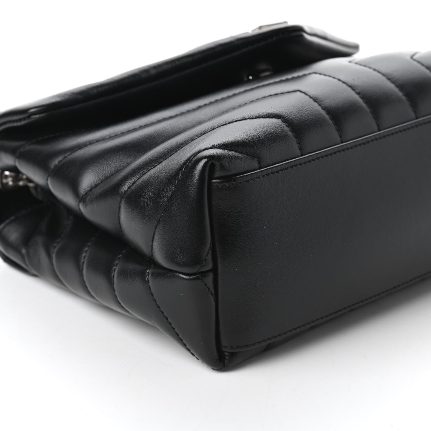 Calfskin Y Quilted Monogram Small Loulou Chain Satchel Black