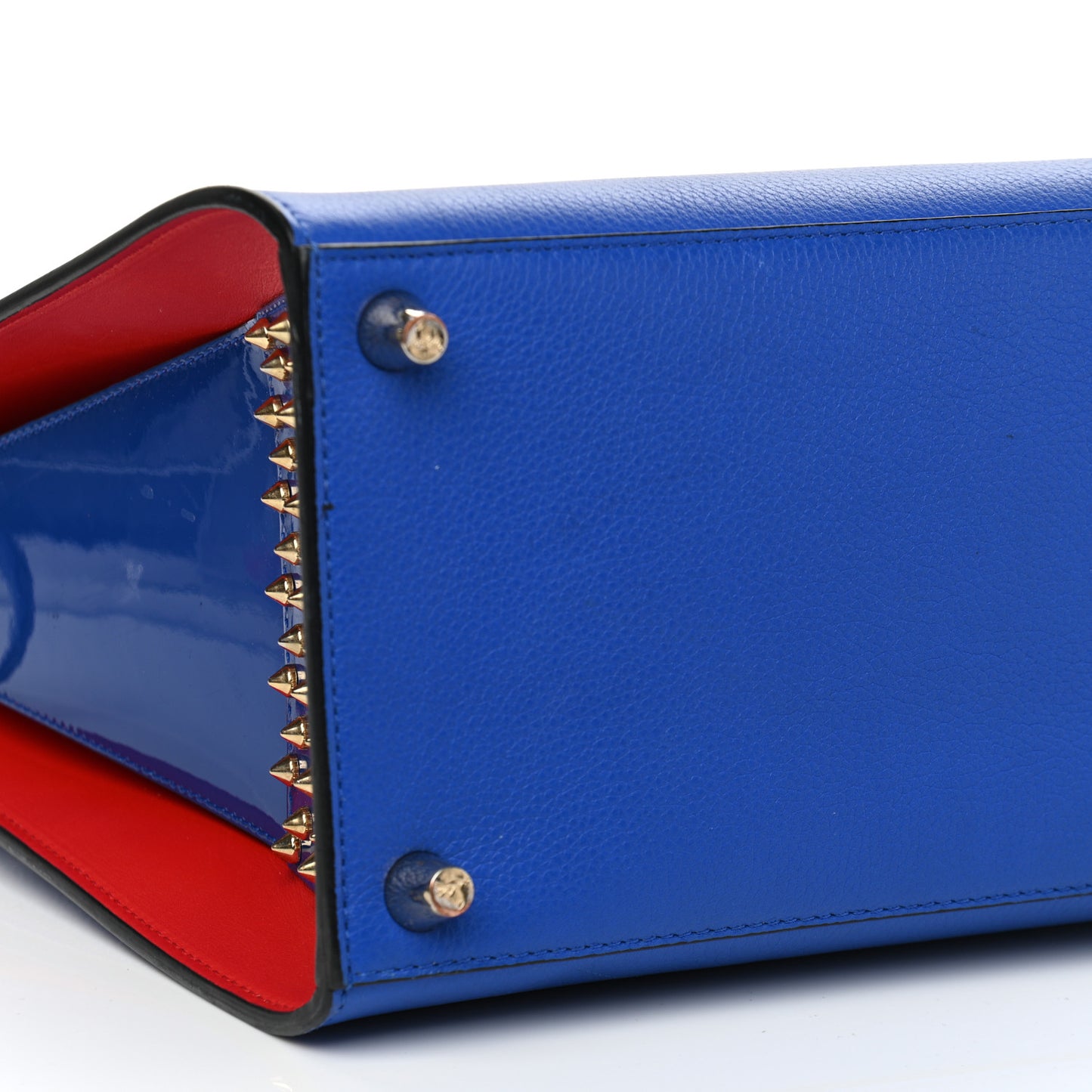 Calfskin Patent Studded Large Paloma Blue
