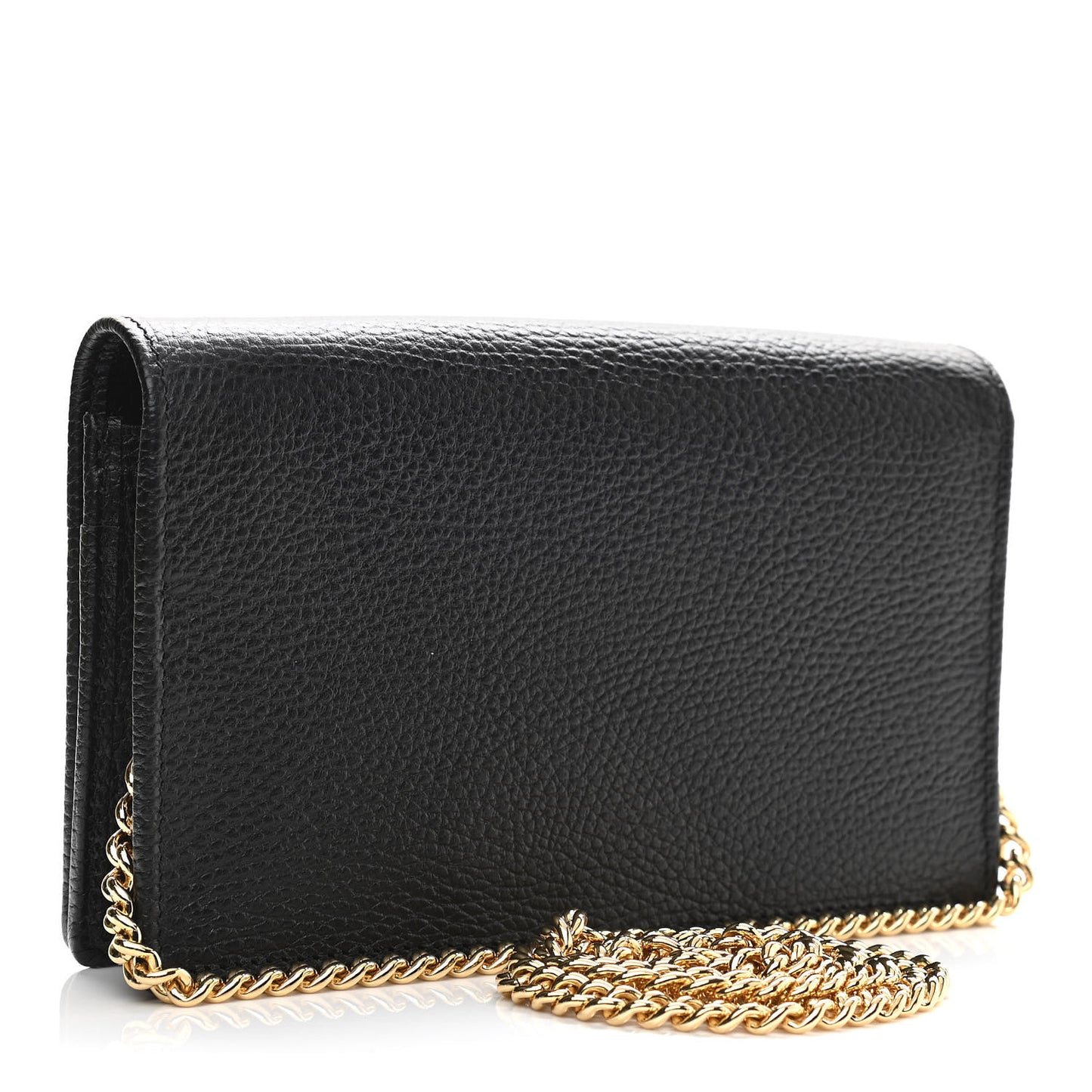 Calfskin Mini GG Marmont Chain Wallet Black