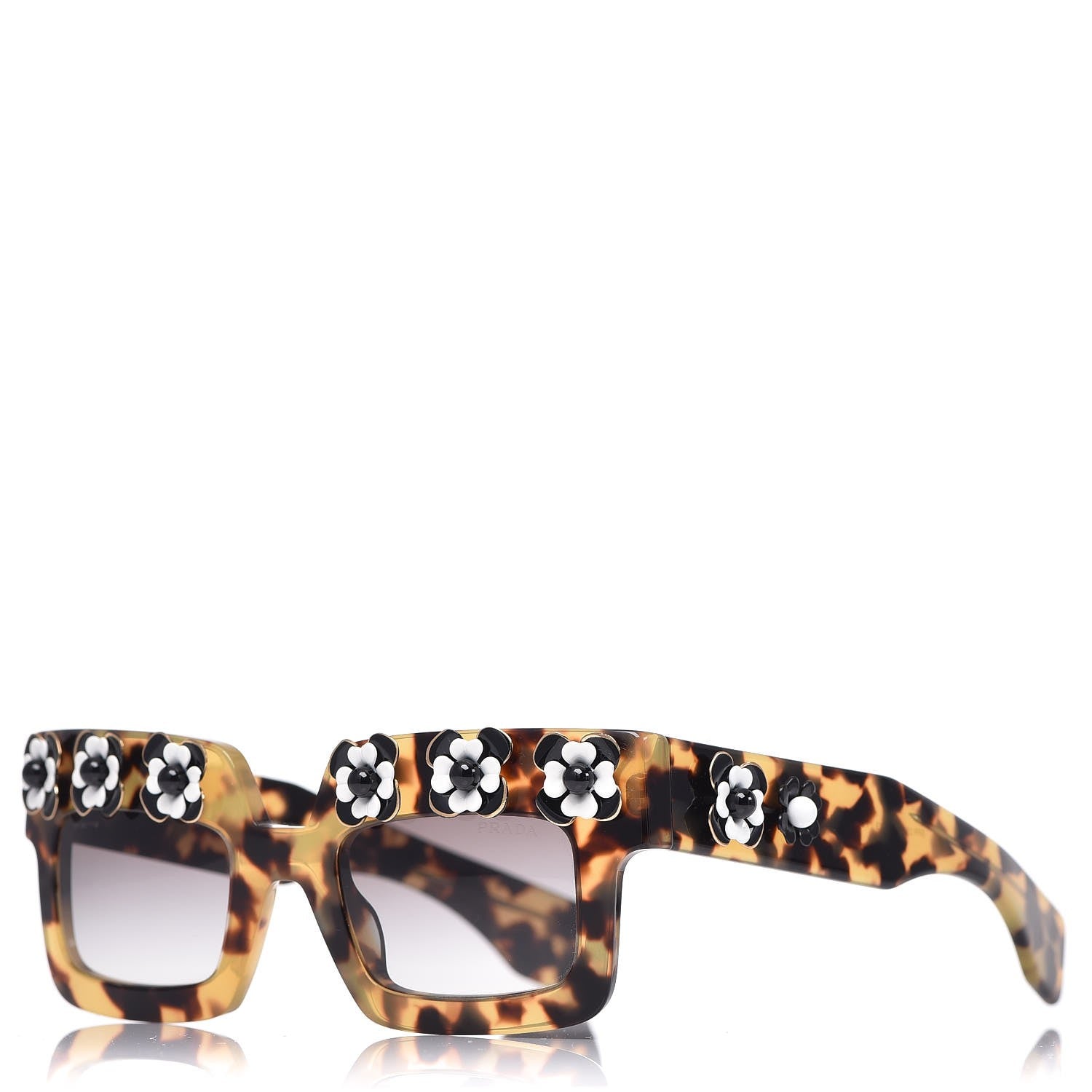 Prada Acetate Flower Poeme Sunglasses SPR25P Tortoise 306311