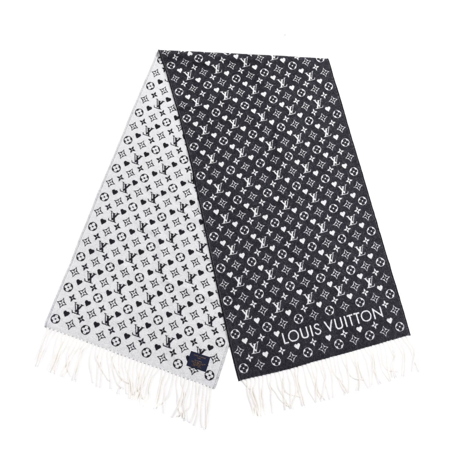 Cashmere Monogram Game On Scarf Black