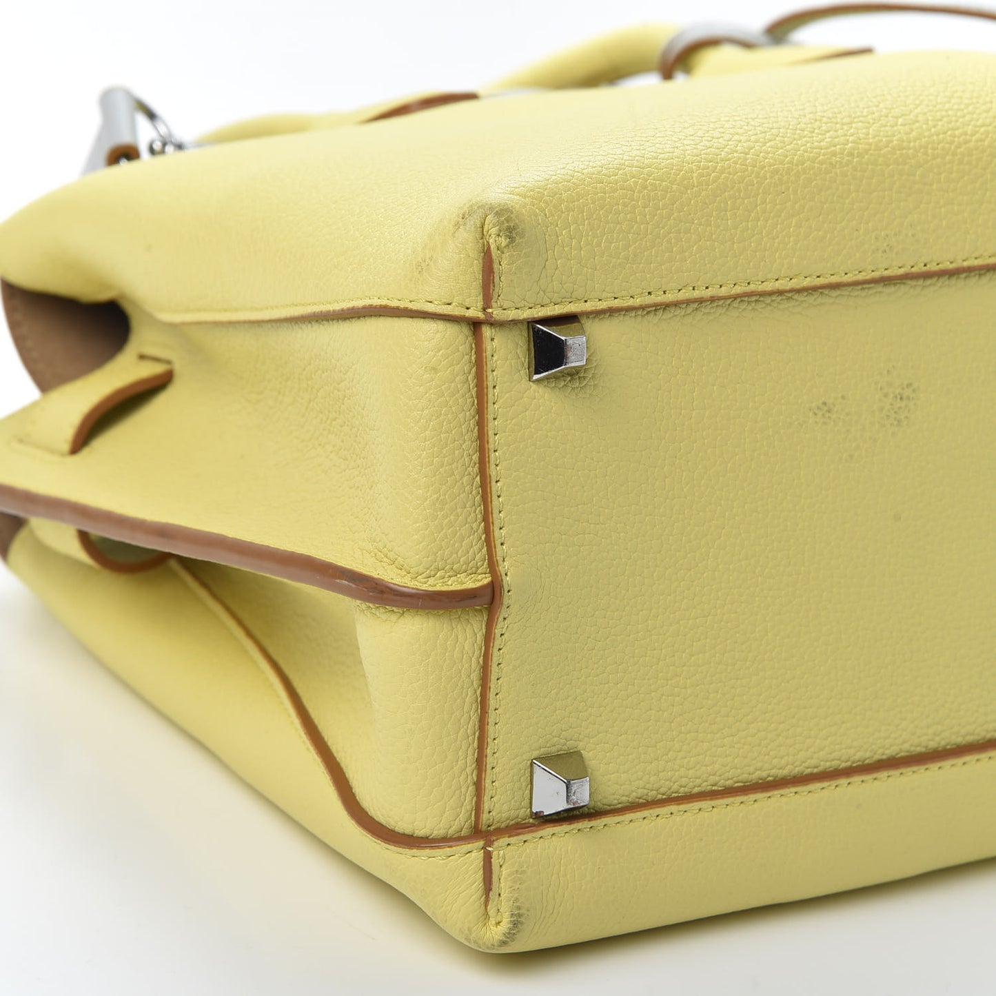 Grained Calfskin Medium Milla Tote Custard Yellow