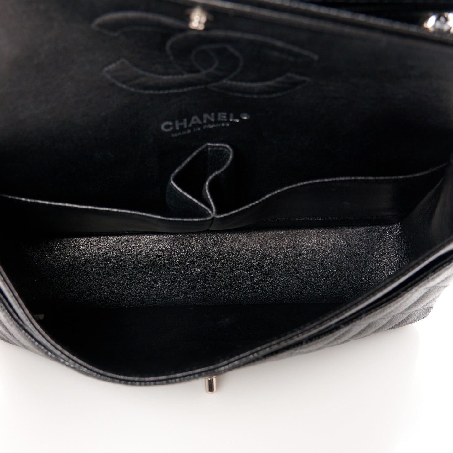 Caviar Quilted Medium Double Flap Black