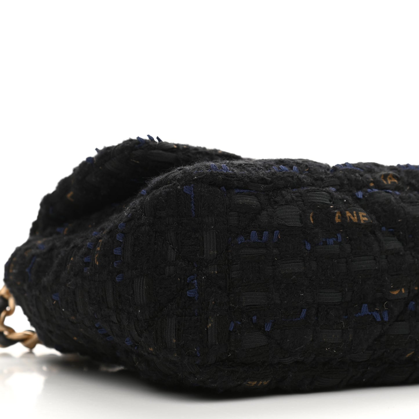 Tweed Quilted Medium Chanel 19 Flap Black Navy Gold