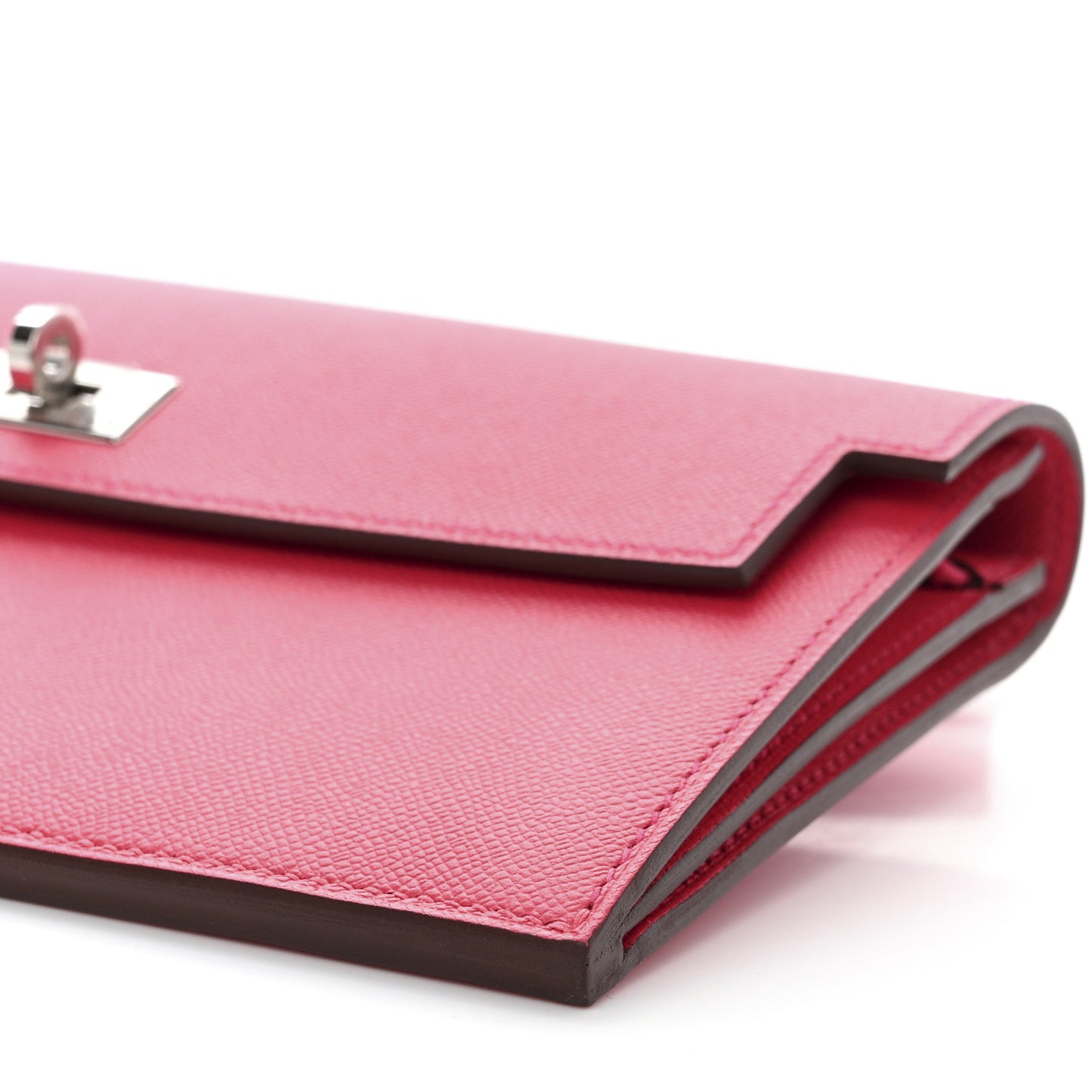 Madame Calfskin Kelly Pocket Long Wallet Rose Extreme