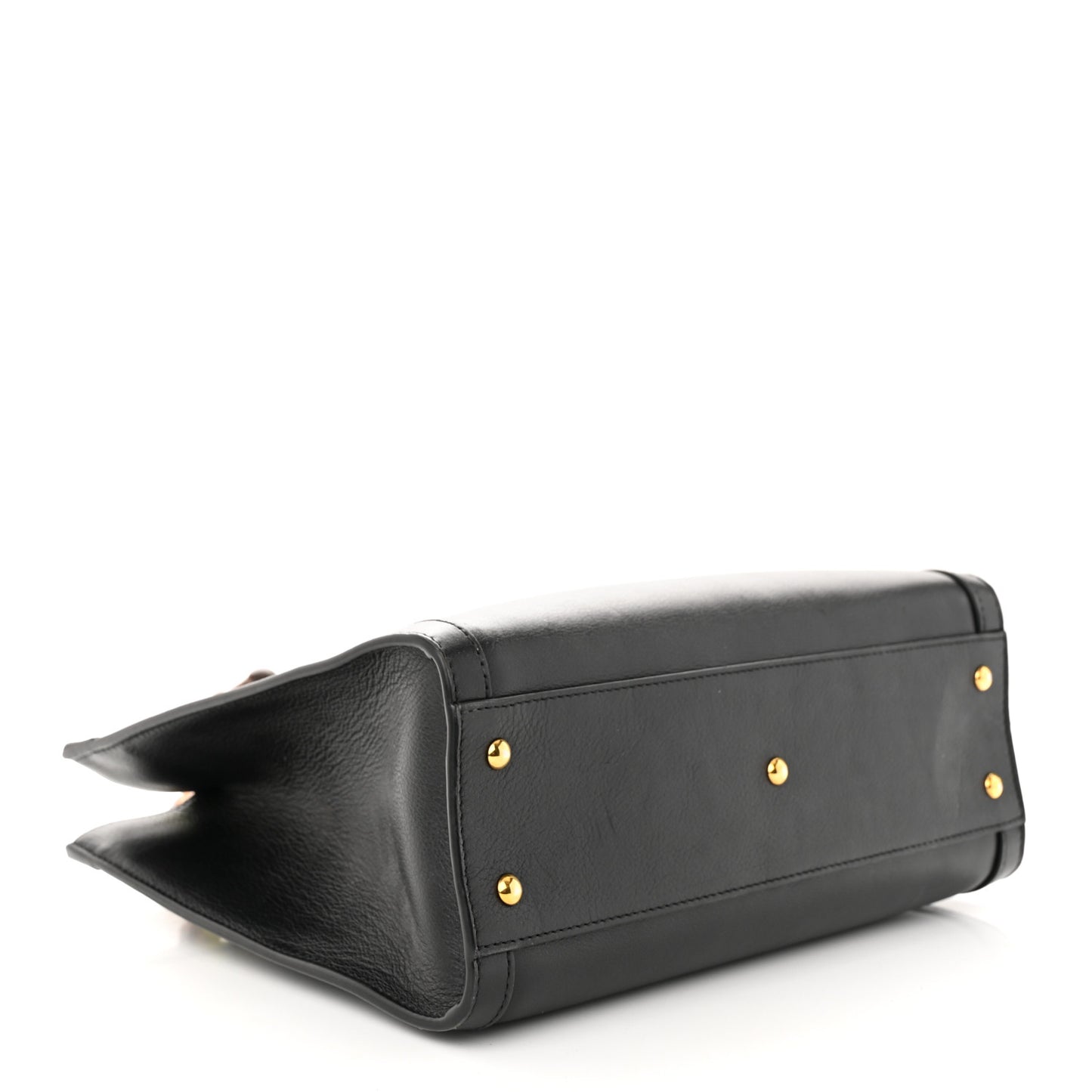 Calfskin Small Diana Tote Bag Black Yellow Fluo