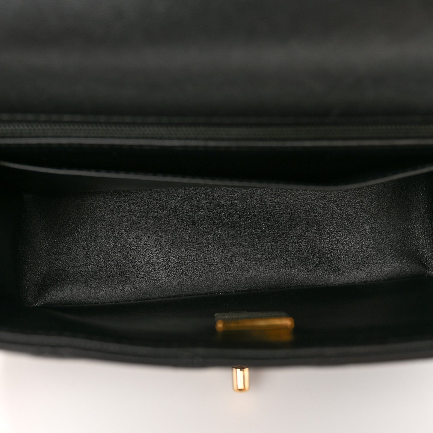 Lambskin Quilted Mini Top Handle Rectangular Flap Black