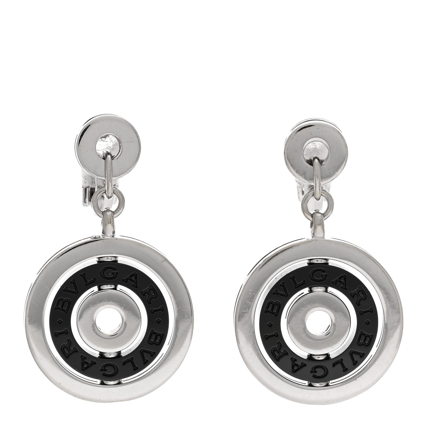 18K White Gold Black Ceramic Astrale Cerchi Drop Earrings