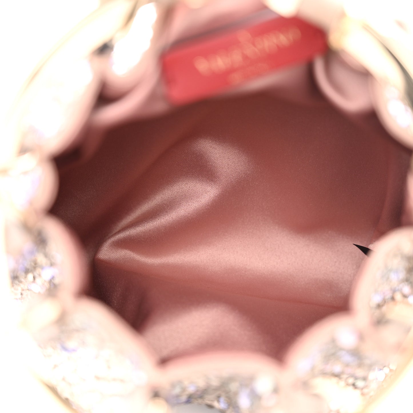 Crystal Suede Bebop Loop Handle Clutch Pink