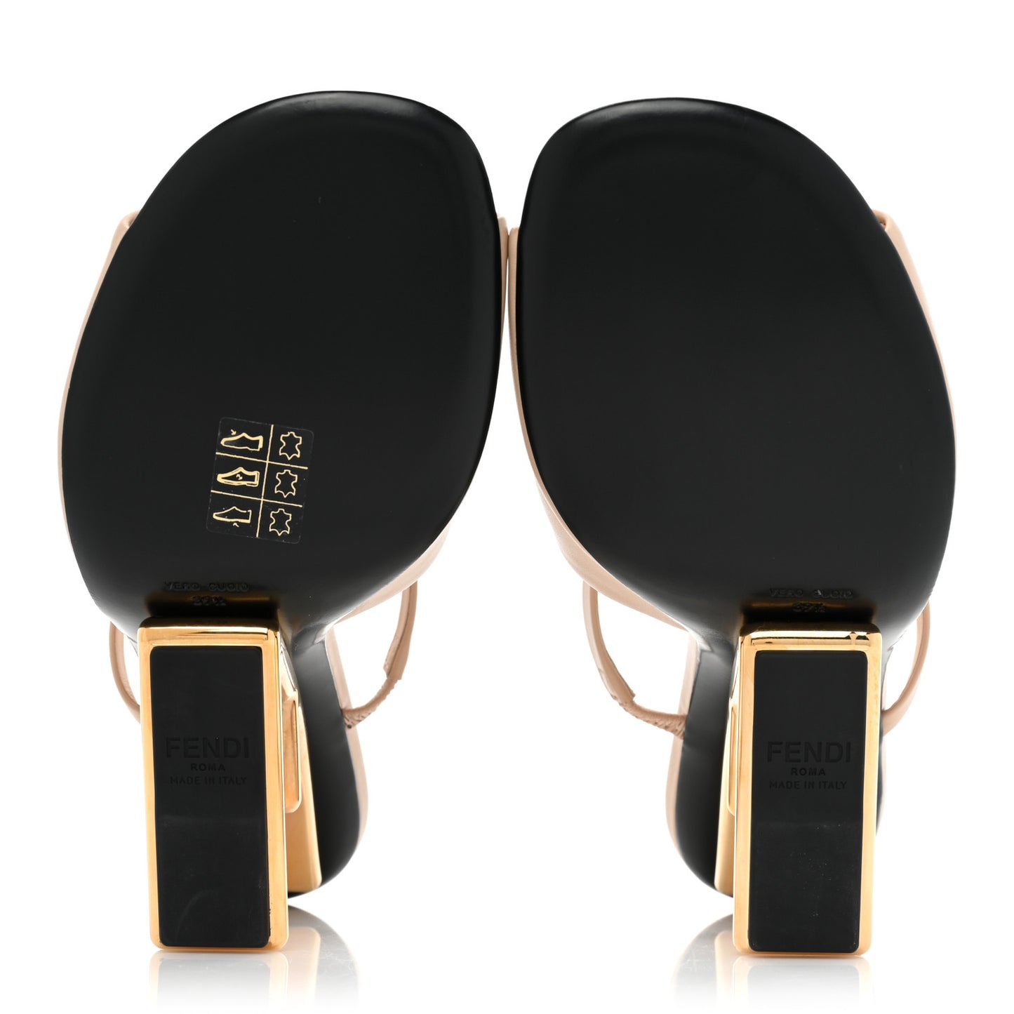 Calfskin Fendi First 95mm Slide Sandals 39.5 Poudre