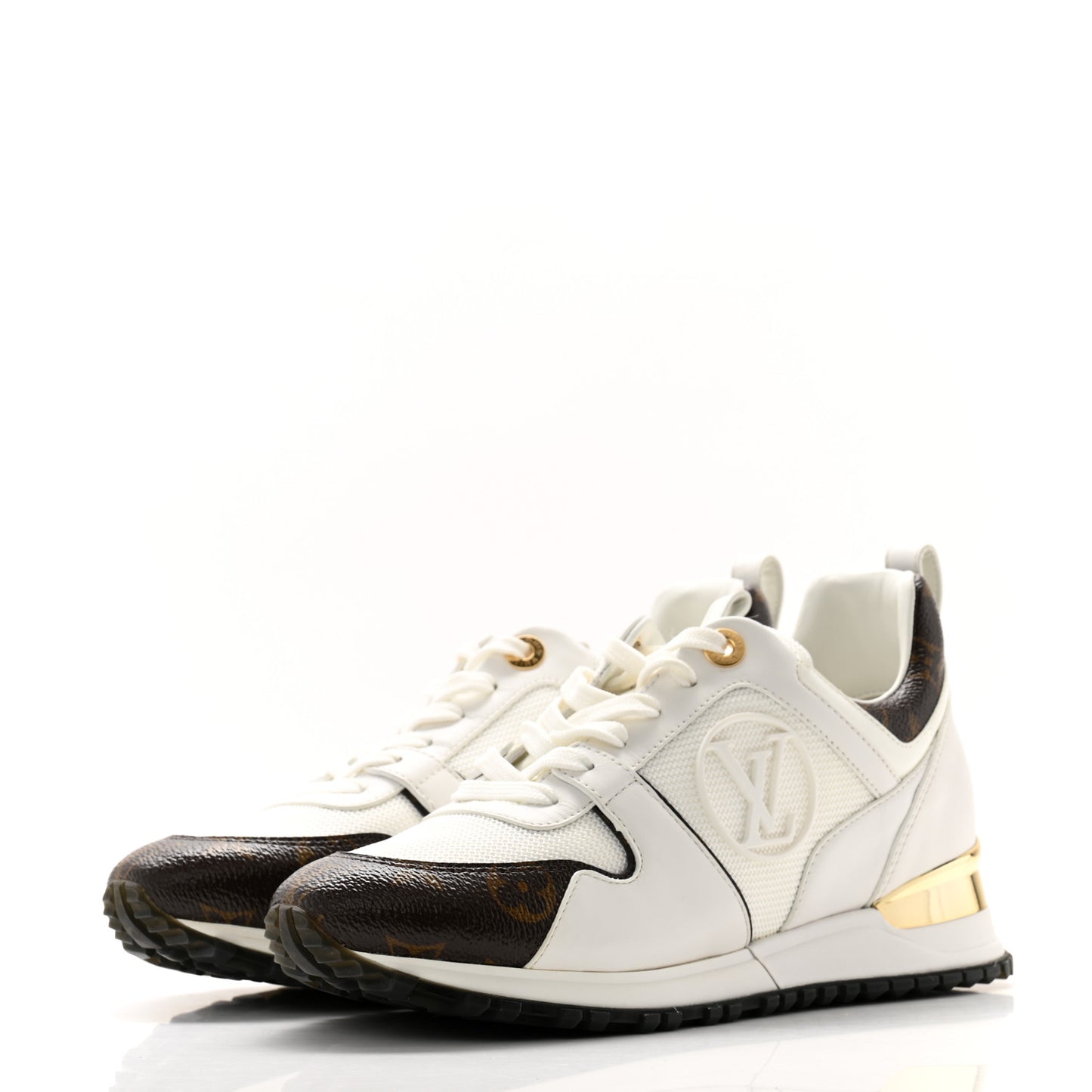 Calfskin Monogram Run Away Sneakers 35.5 White
