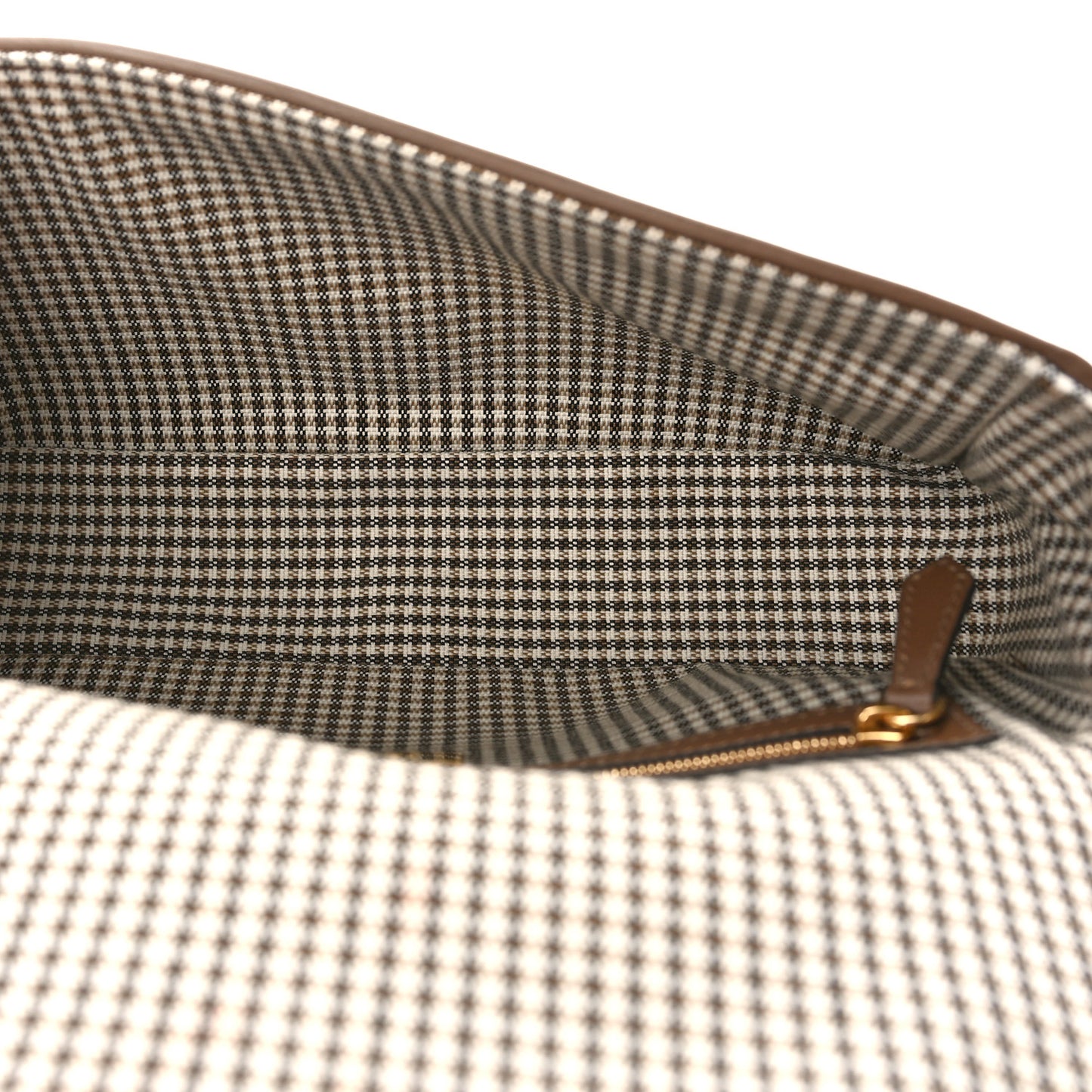 Wool Vitello King Houndstooth FF Embroidered Baguette Beige Moro