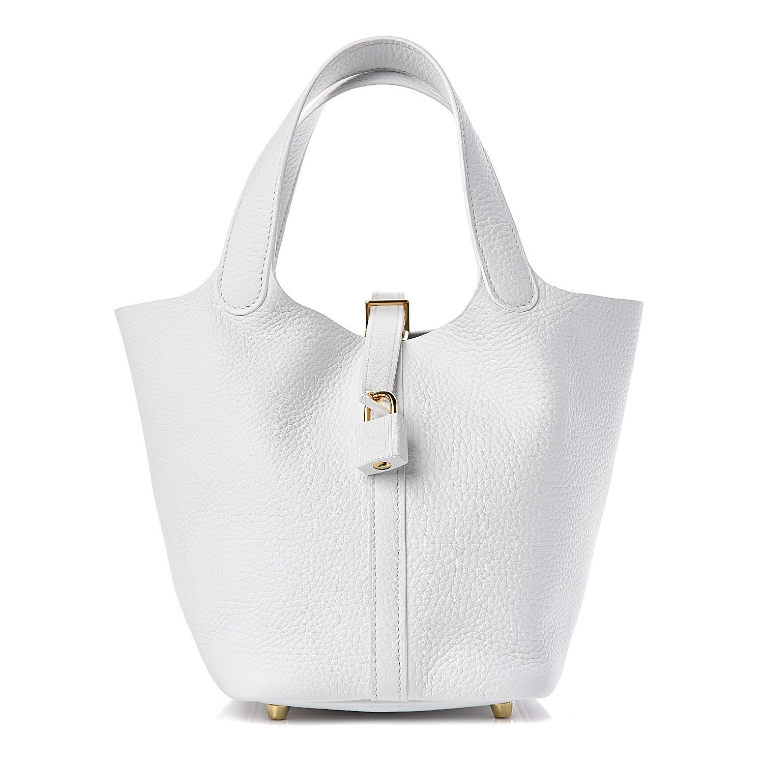 HERMES ホワイト トートバッグ ロック付き Hermes Taurillon Clemence Picotin Lock 18 PM White 466605