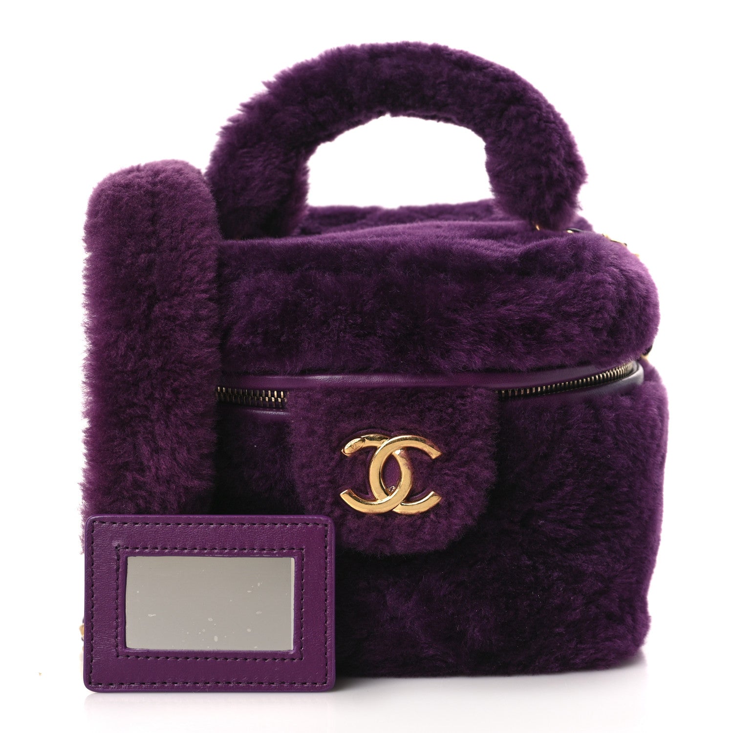 Chanel Shearling Lambskin Quilted Small Vanity Case Purple 1261040