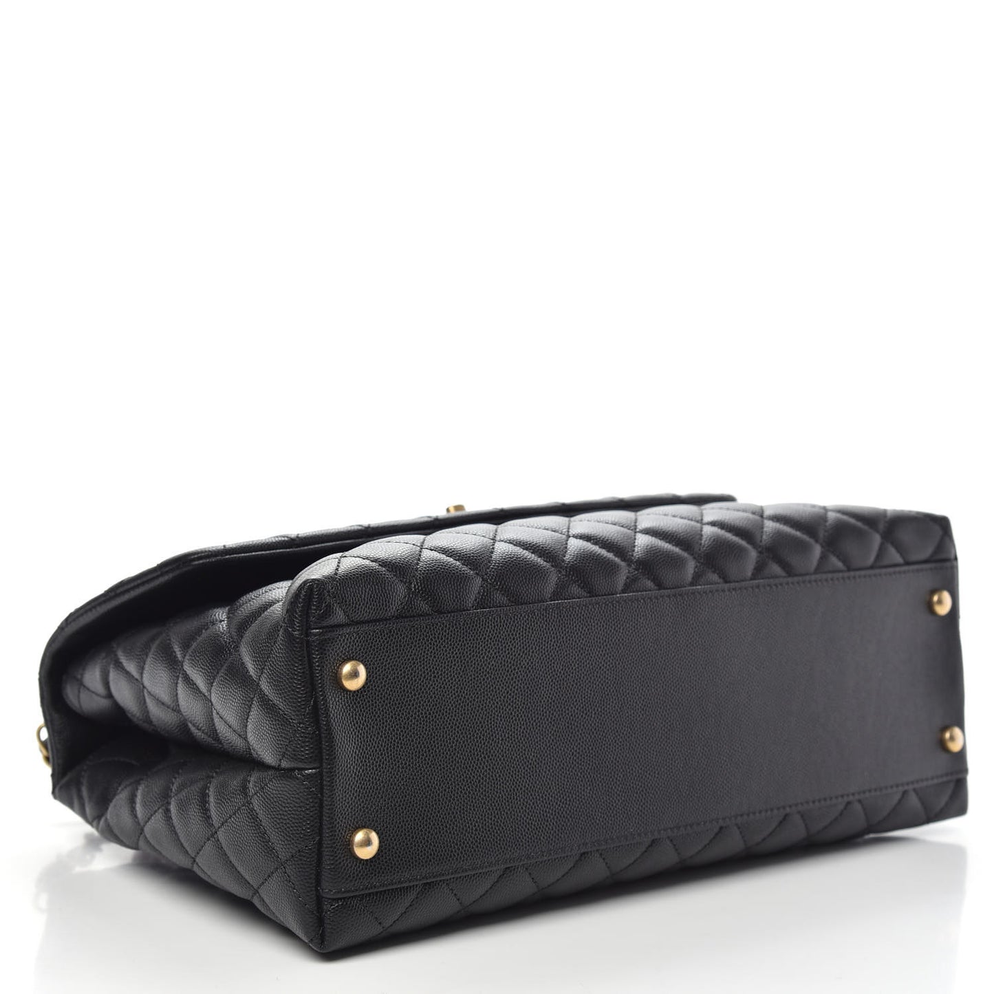 Caviar Elaphe Quilted Medium Coco Handle Flap Black Burgundy