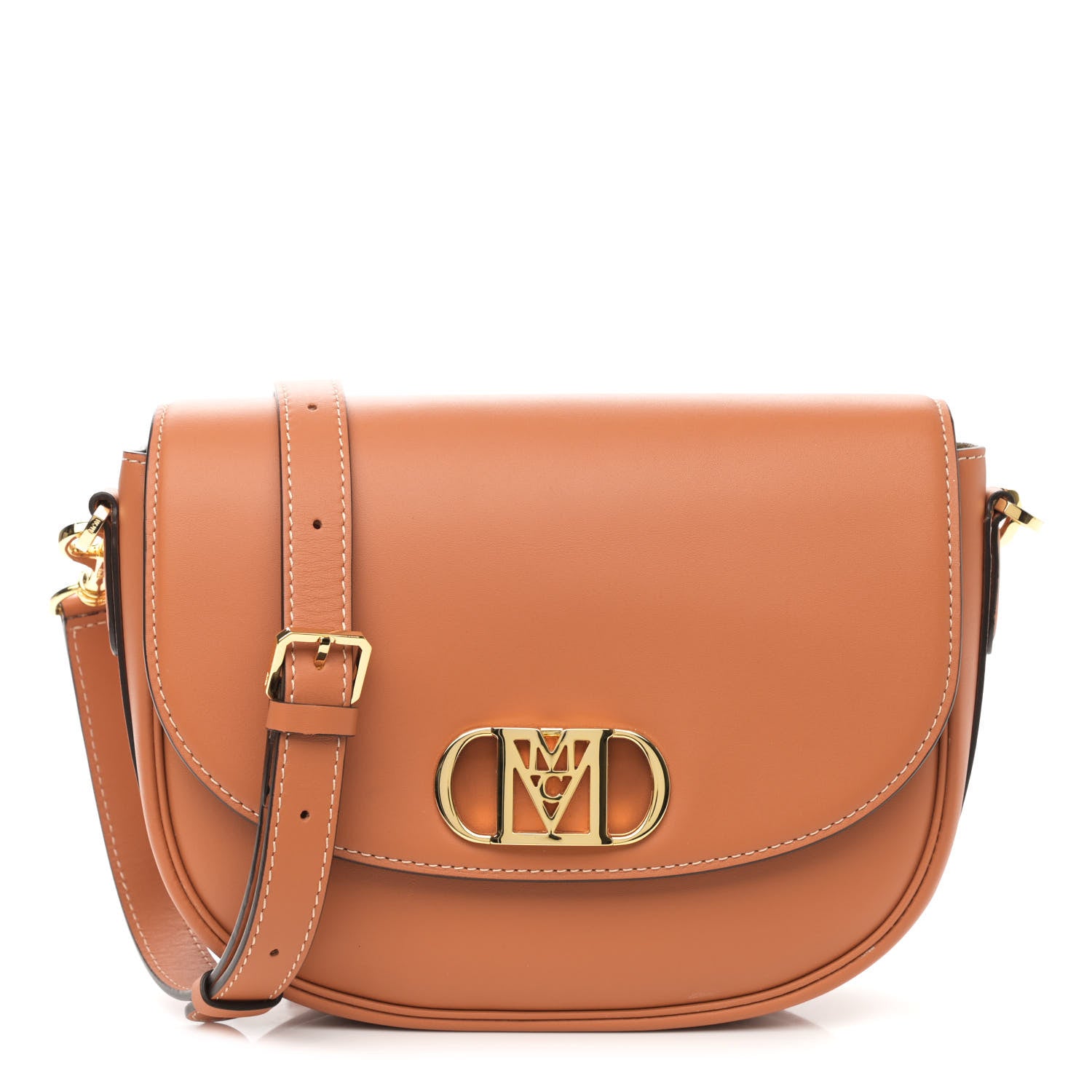 MCM Calfskin Small Mena Crossbody Bag Cognac 1 of 12
