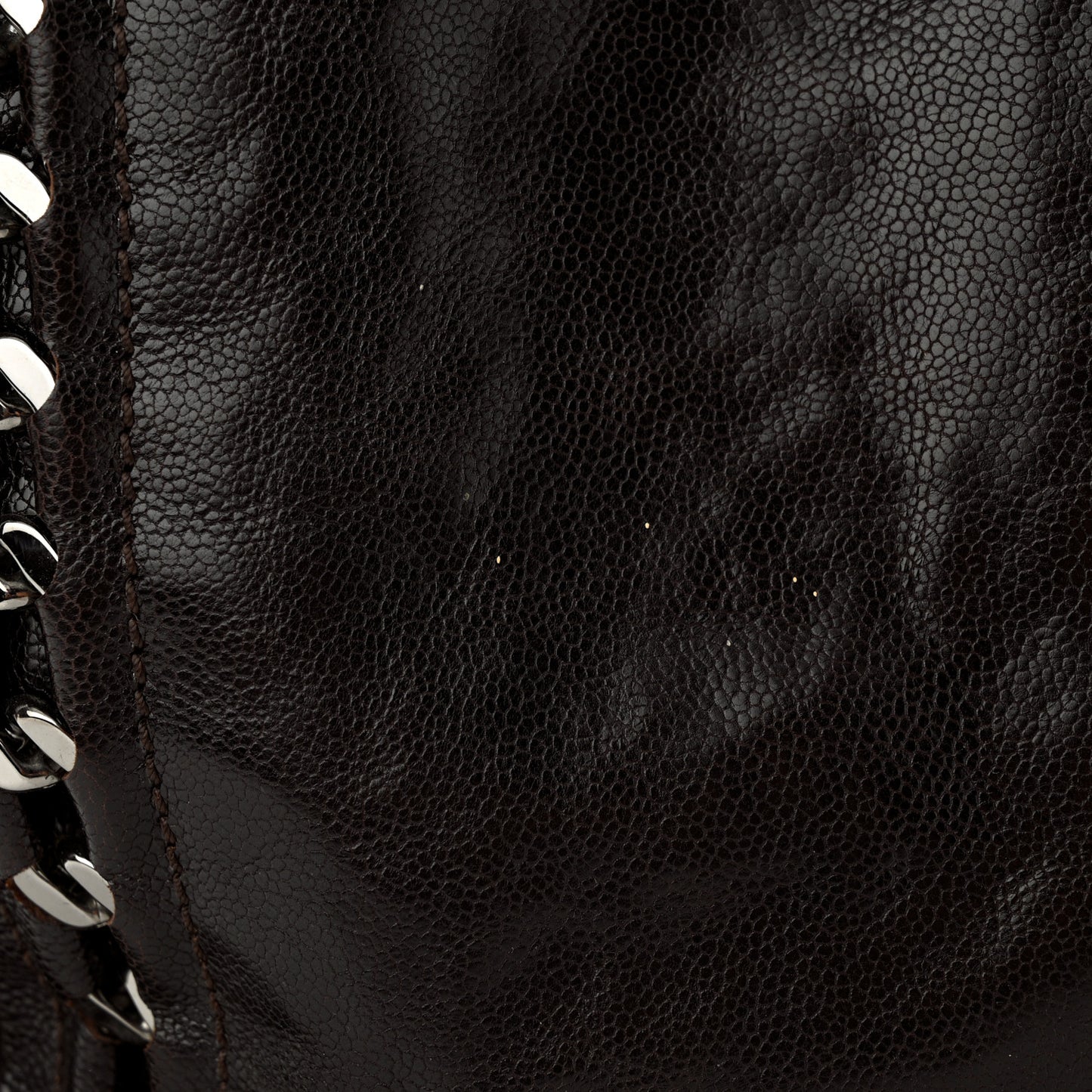 Glazed Caviar Modern Chain Tote Brown