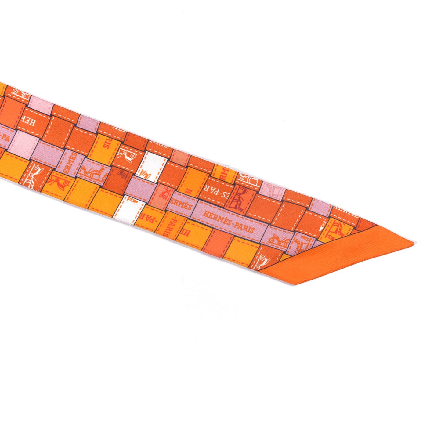 Silk Bolduc Au Carre Twilly Orange Blanc Vieux