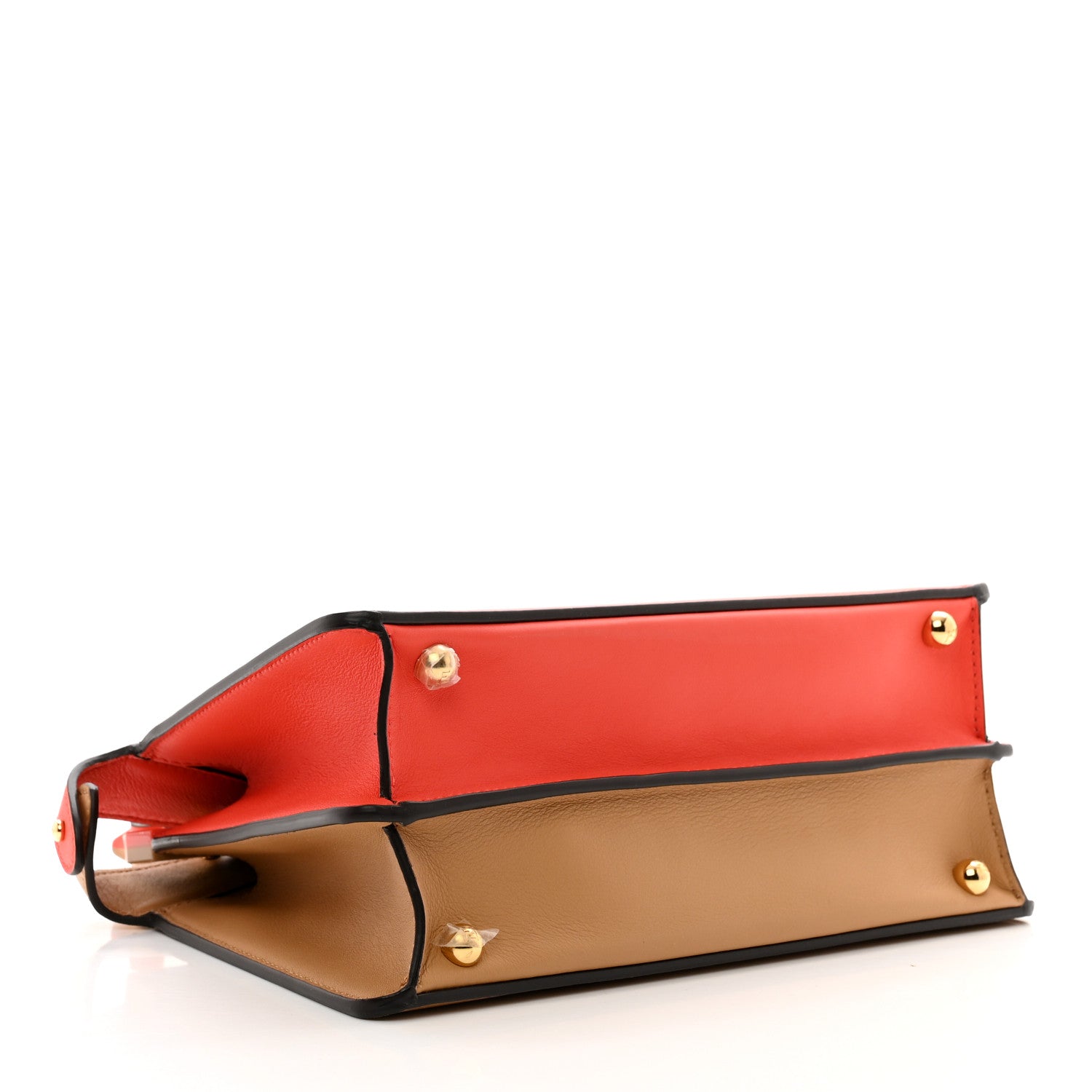 Fendi Vitello Seta Nappa Plexiglass Bi-Color Small Peekaboo I SEE U Satchel Miele Scuro Tulipano 4 of 11