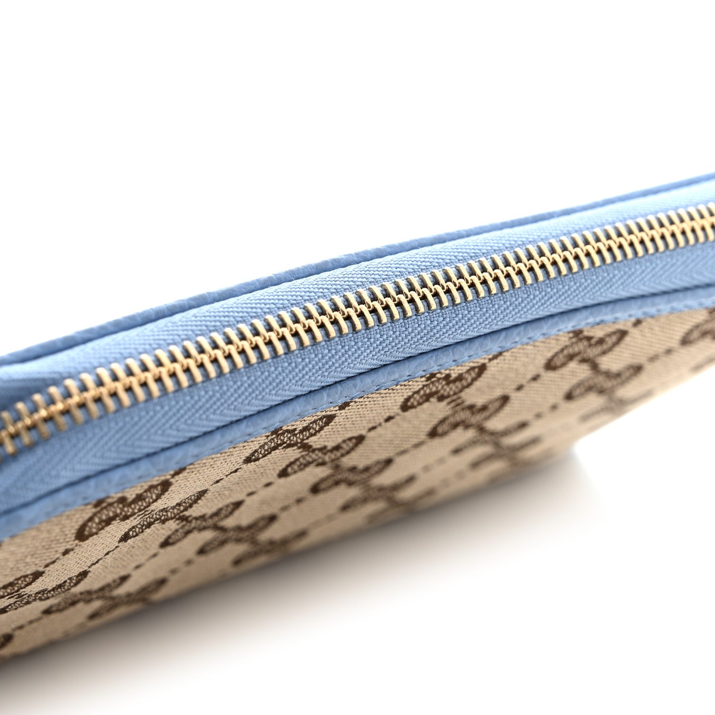 Monogram Dollar Calfskin Zip Around Wallet Beige Ebony Mineral Blue