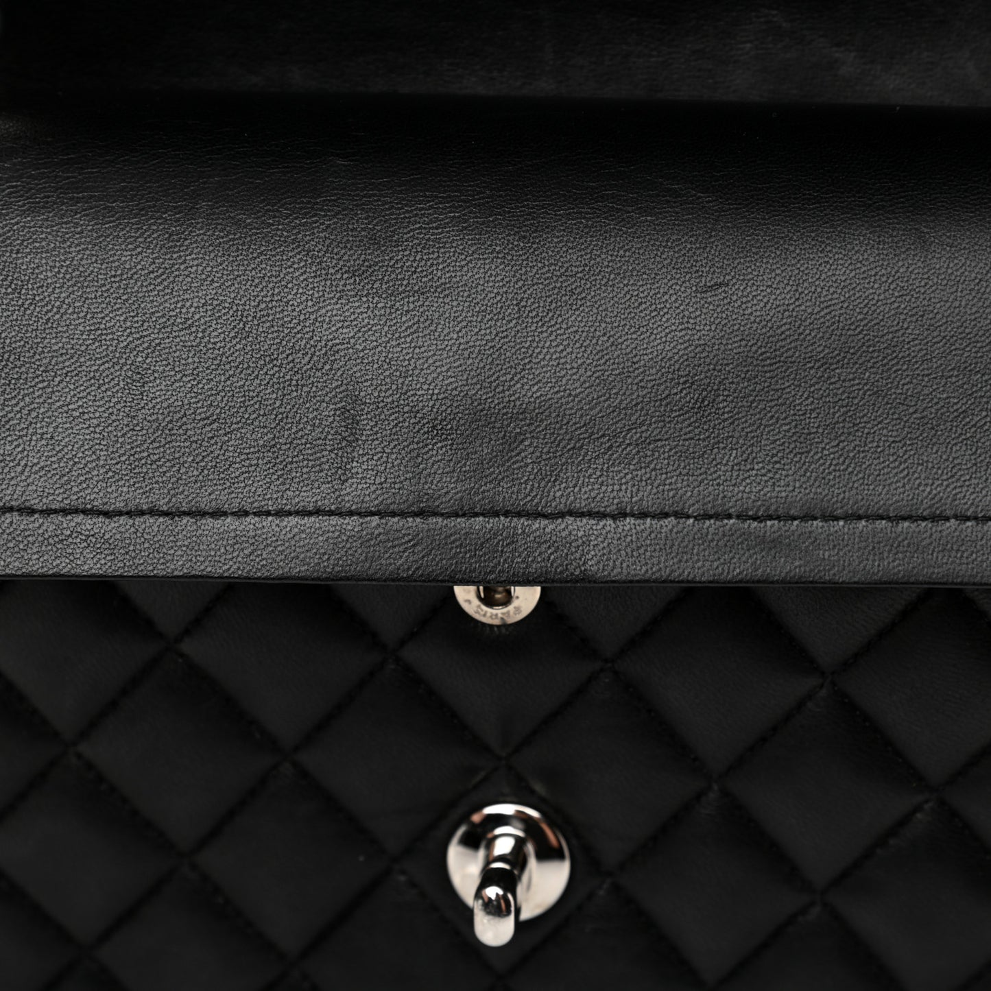 Lambskin Quilted Medium Double Flap Black