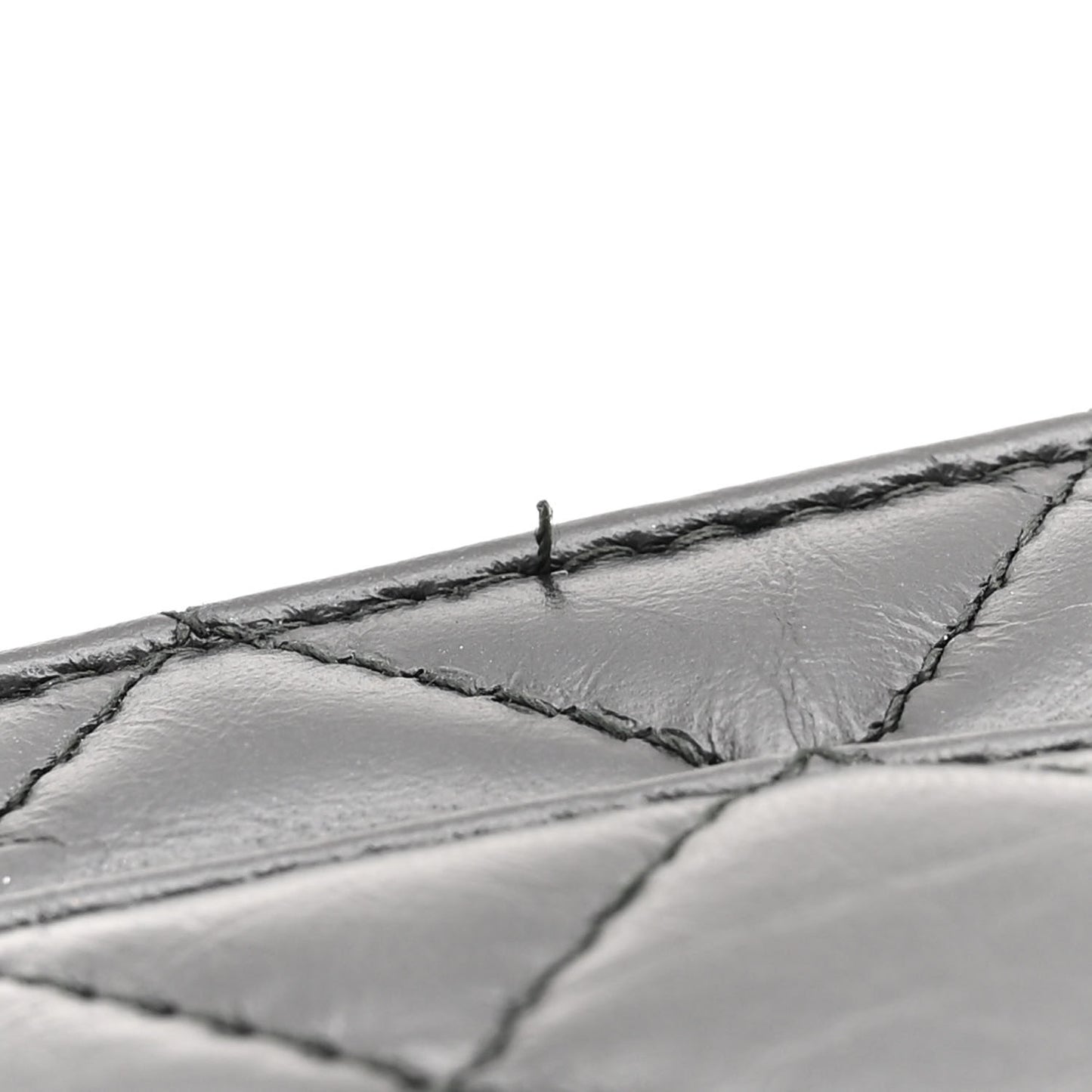 Aged Calfskin Quilted Lucky Charms 2.55 Reissue Wallet On Chain WOC Black