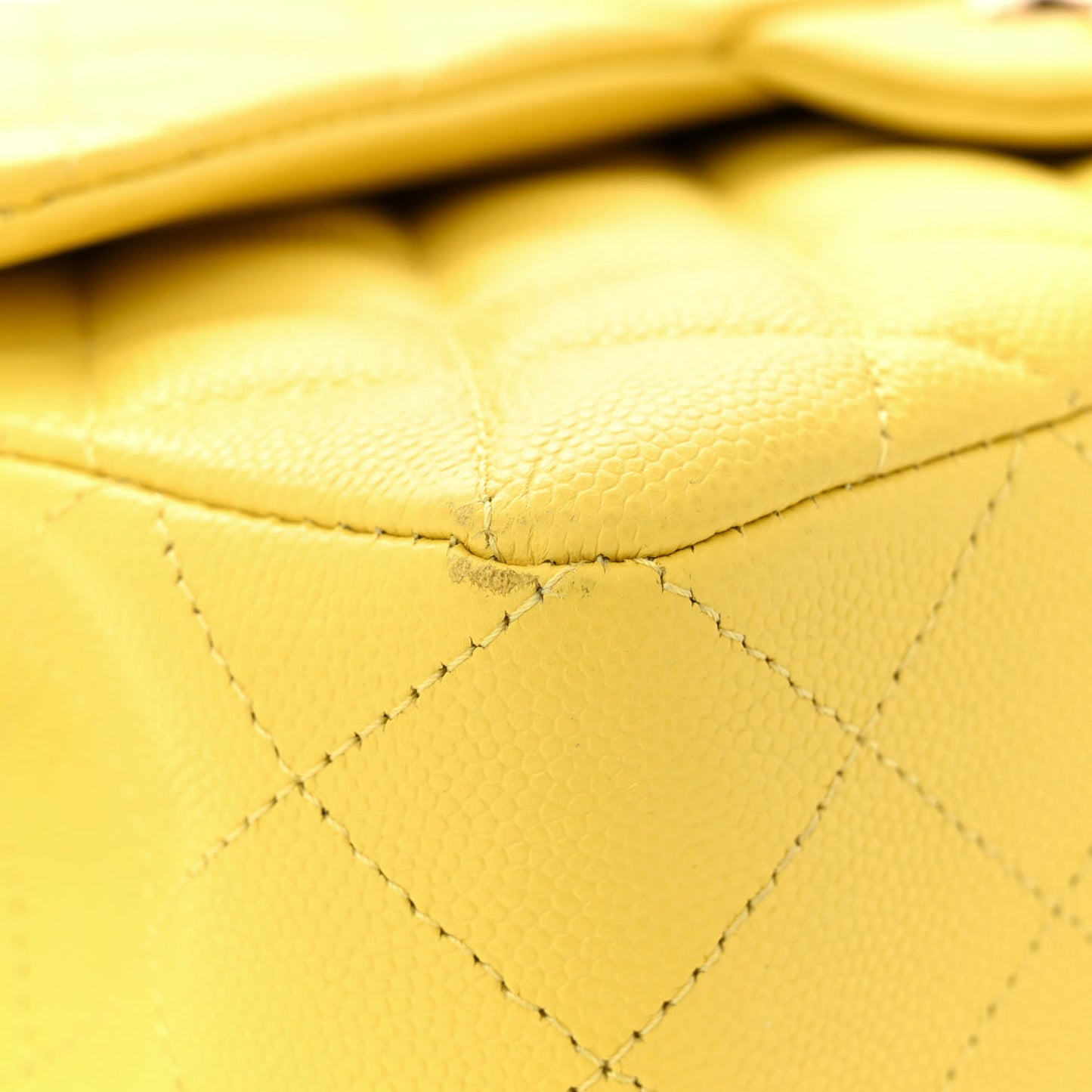 Caviar Quilted Small Double Flap Yellow