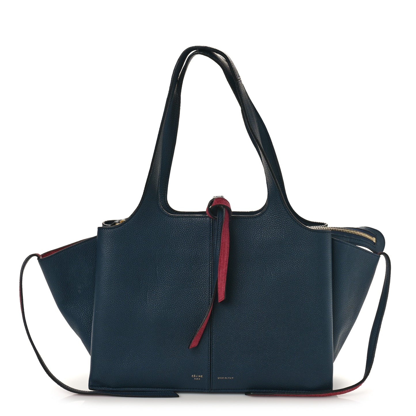 Baby Grained Calfskin Small Tri-Fold Bag Steel Blue