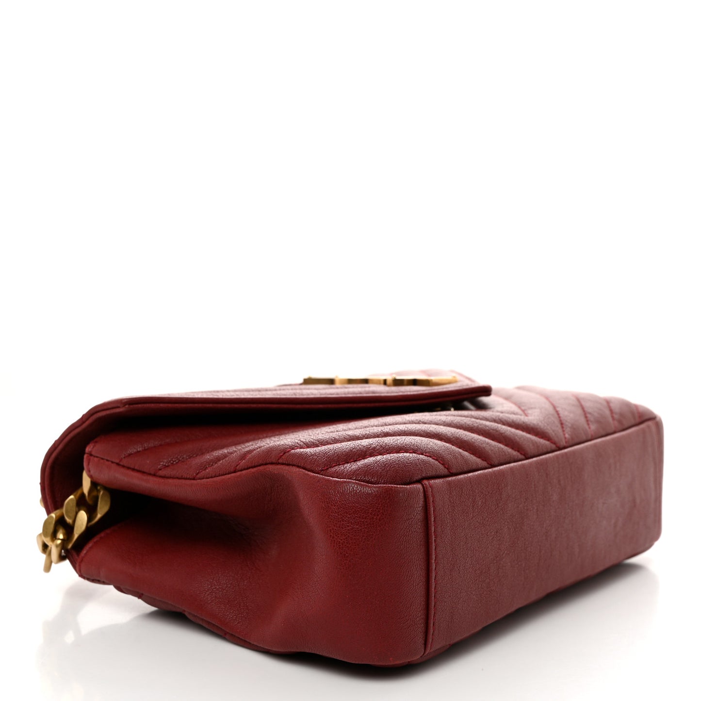 Sheepskin Matelasse Chevron Monogram Medium College Bag Opyum Red